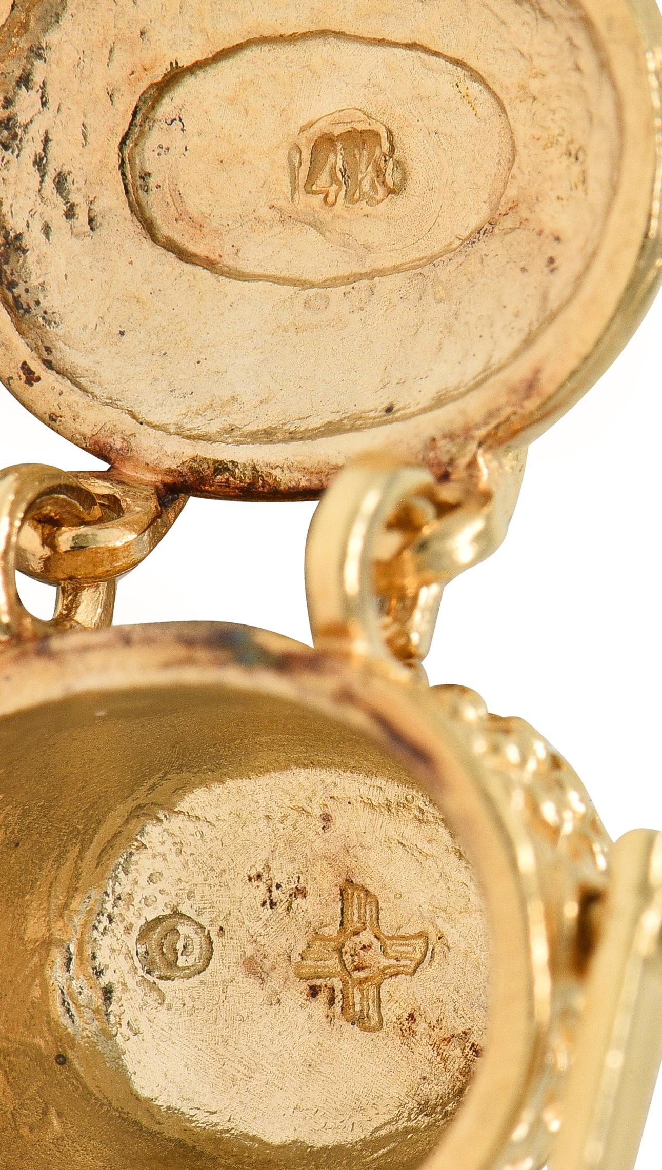 1950's 14 Karat Yellow Gold Vintage Picnic Basket Pendant Charm