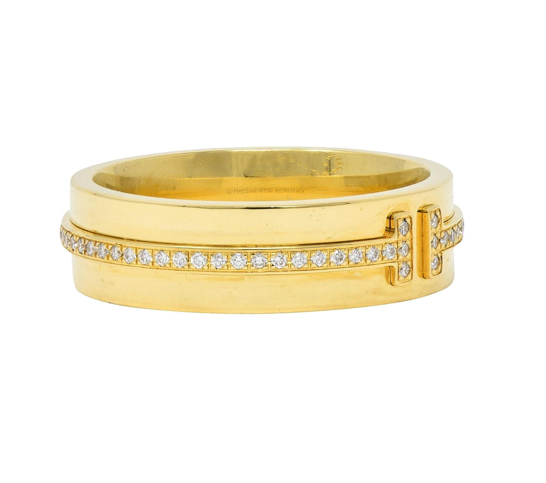 Tiffany & Co. Contemporary Diamond 18 Karat Gold T Collection Wide Band Ring