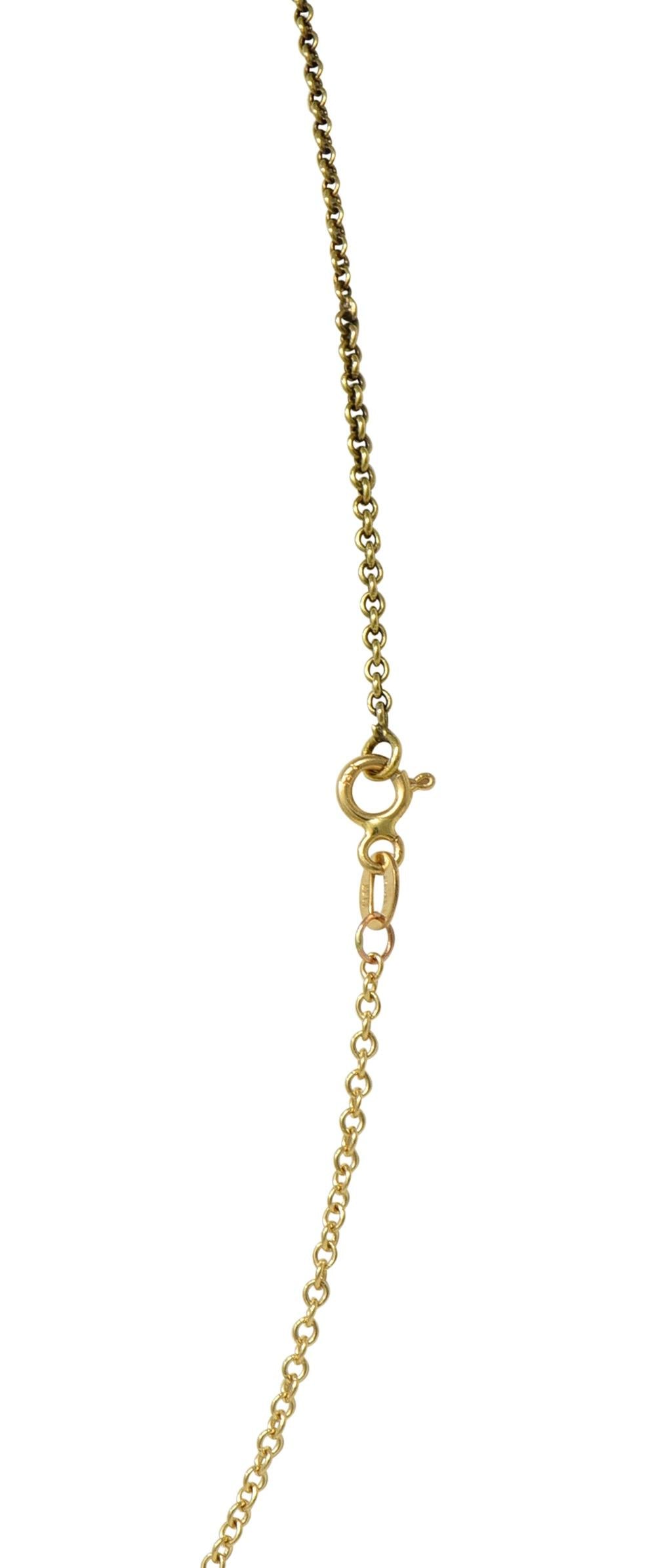 Victorian Citrine Pearl 14K Gold Vintage Greek Key Lotus Station Necklace