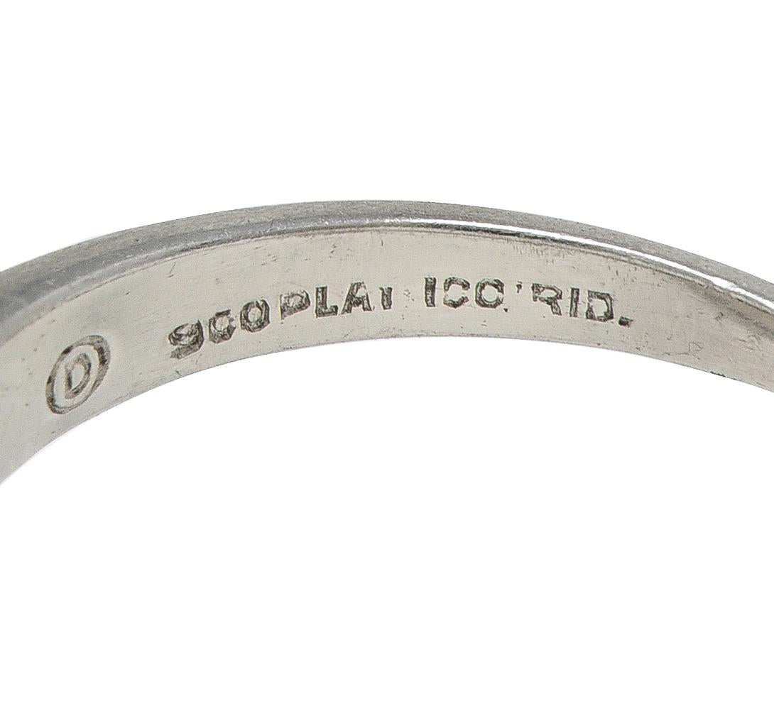 Mid-Century European Diamond Platinum Vintage Fishtail Contour Wedding Band Ring
