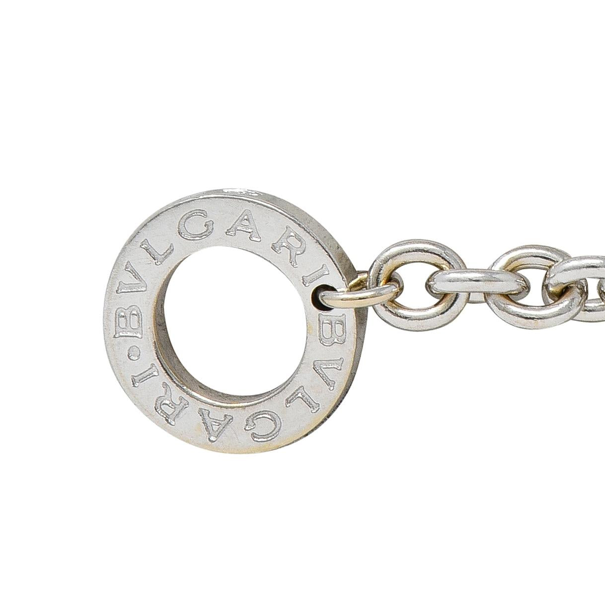 Bulgari 2010's Diamond 18 Karat White Gold Logo Disk Pendant Necklace