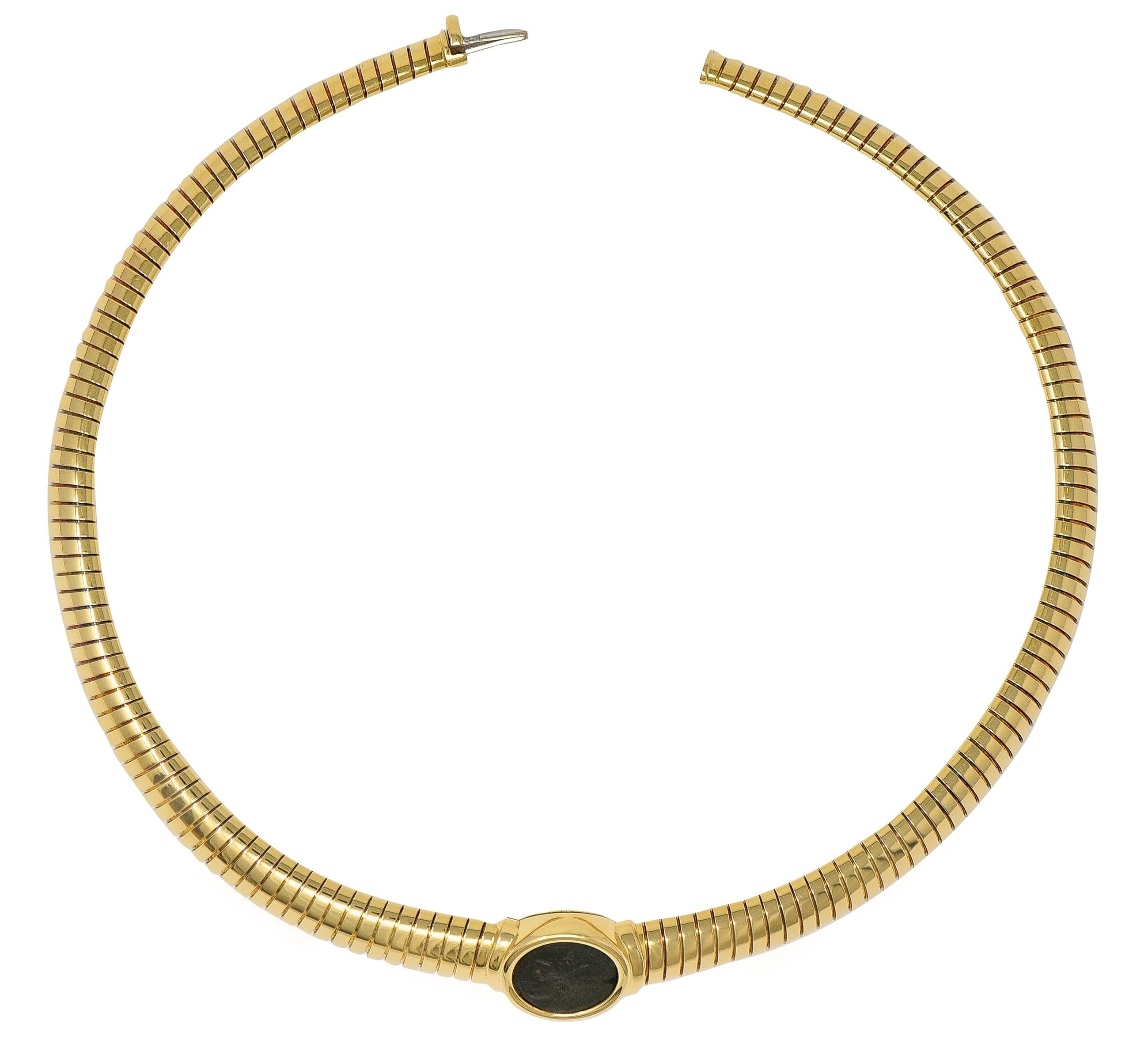 Bulgari 1980's 18K Gold Vintage Ancient Carthage Coin Monete Tubogas Necklace