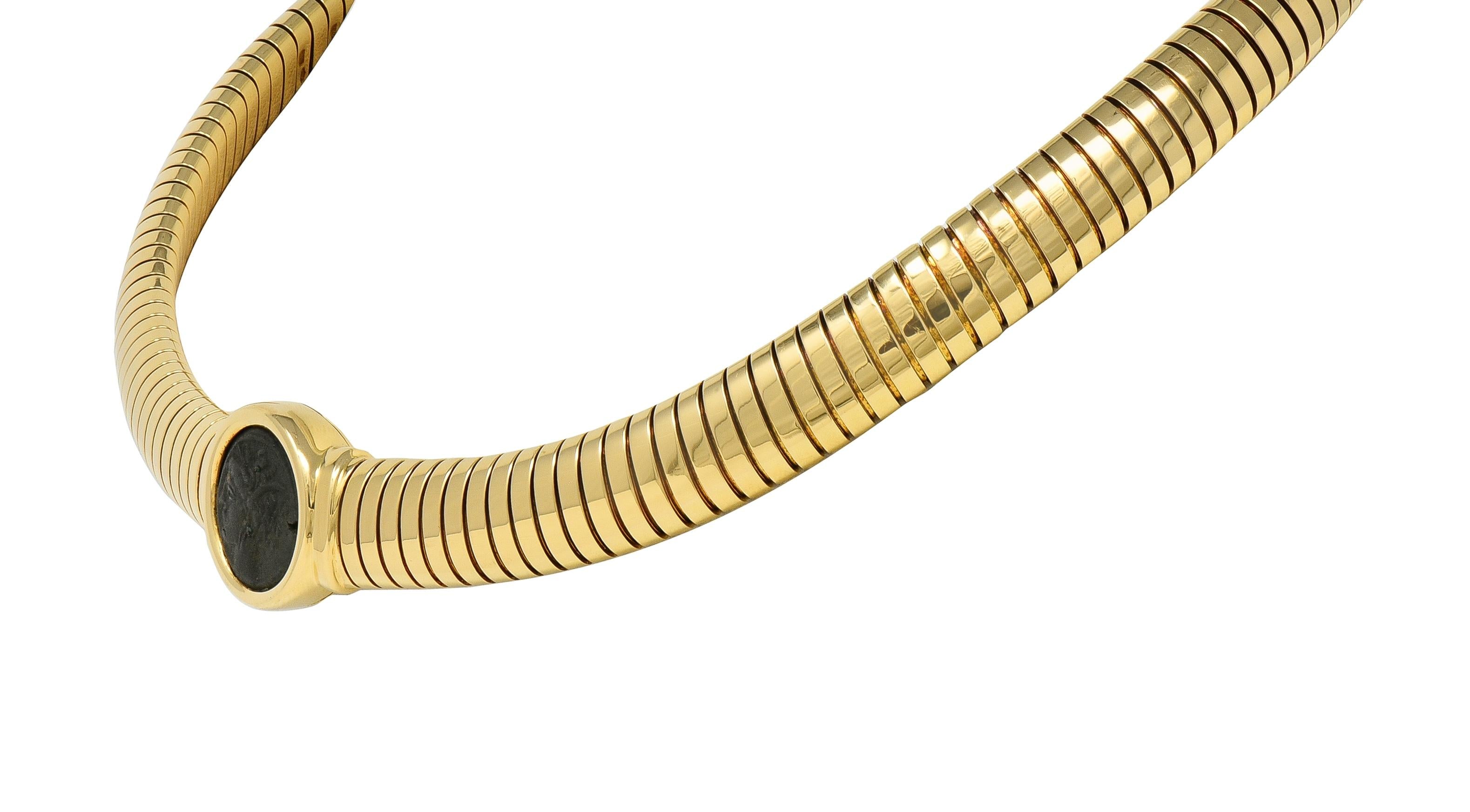 Bulgari 1980's 18K Gold Vintage Ancient Carthage Coin Monete Tubogas Necklace