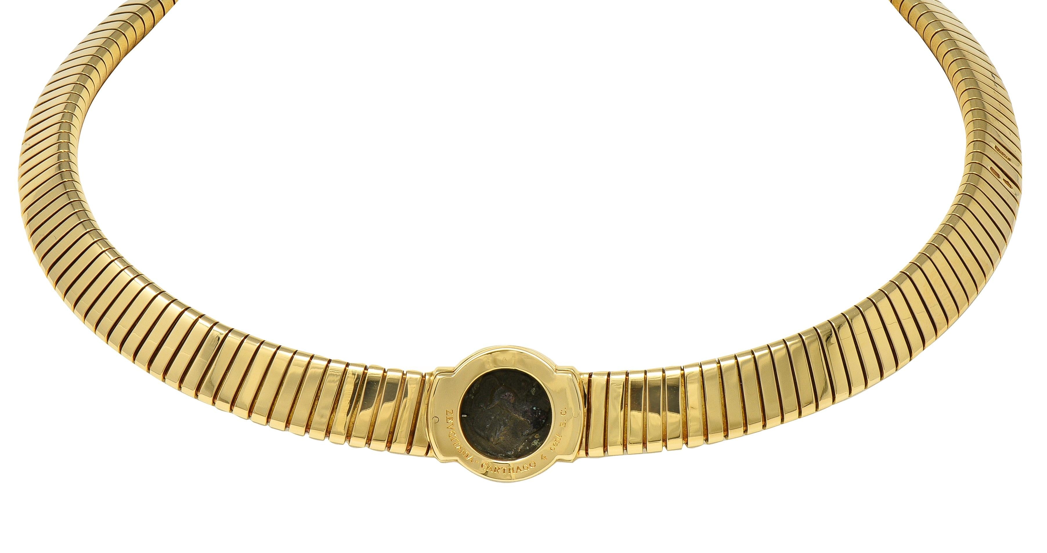 Bulgari 1980's 18K Gold Vintage Ancient Carthage Coin Monete Tubogas Necklace