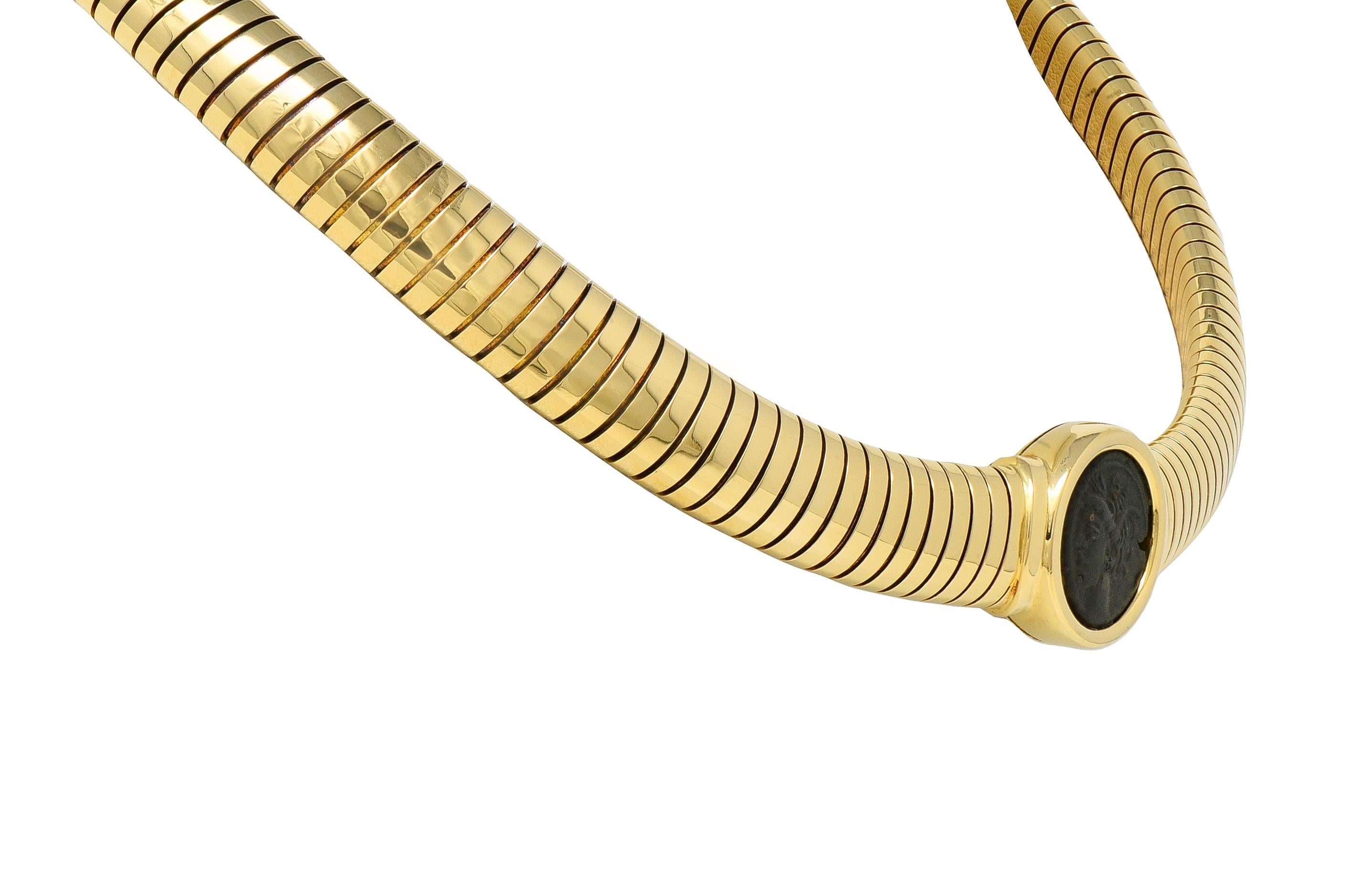Bulgari 1980's 18K Gold Vintage Ancient Carthage Coin Monete Tubogas Necklace
