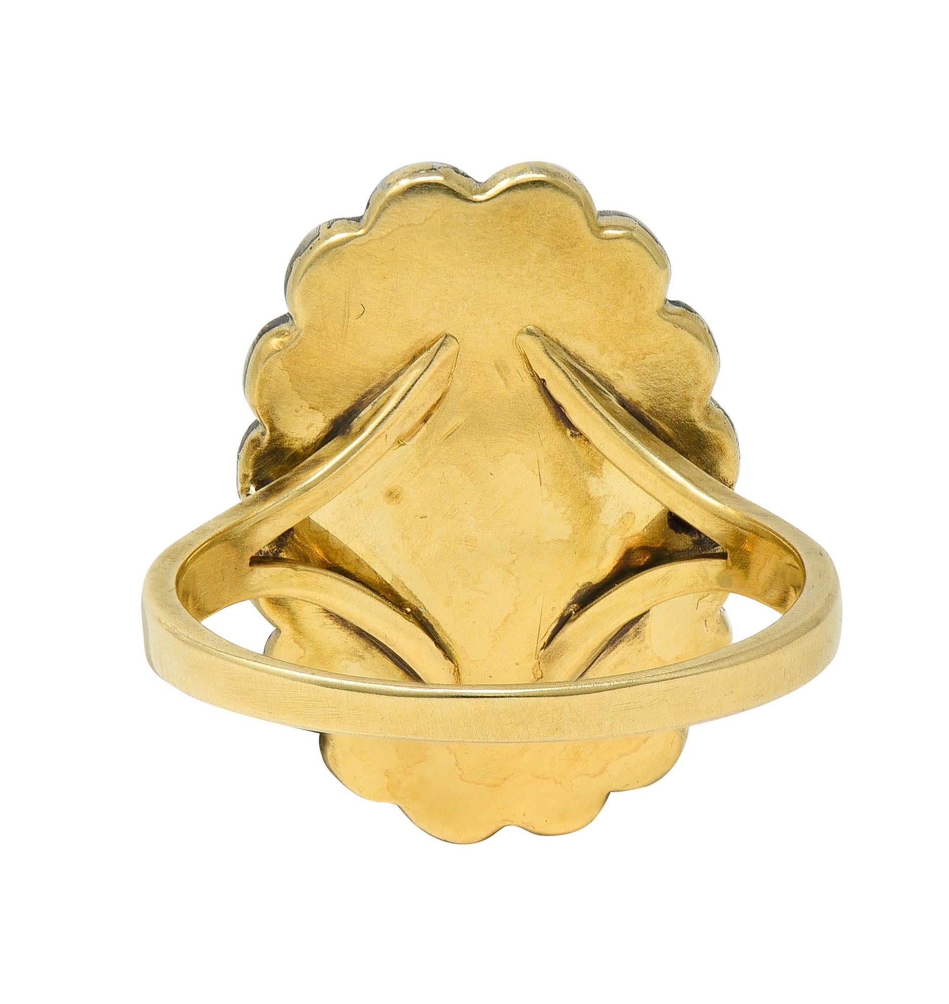 Early Victorian Diamond Turquoise Silver 14 Karat Yellow Gold Antique Halo Ring