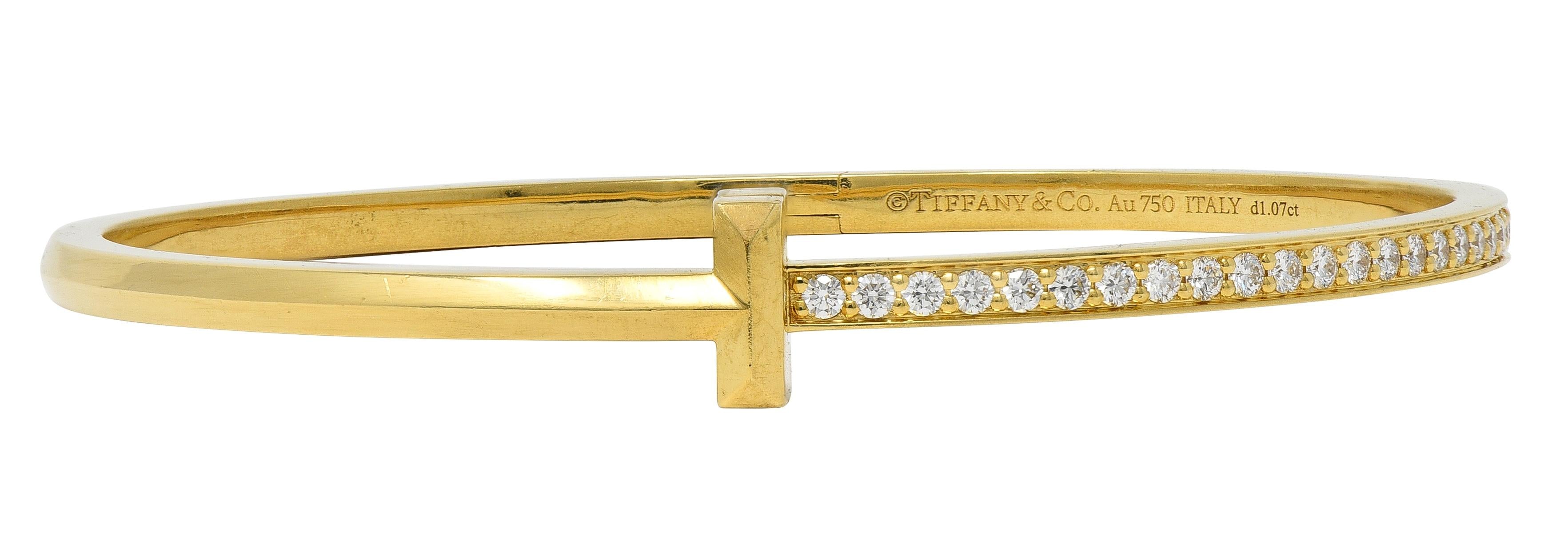 Tiffany & Co. Diamond 18 Karat Yellow Gold T1 Rolling Bangle Bracelet
