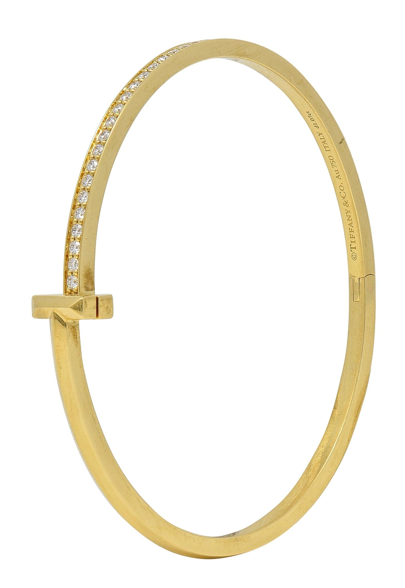 Tiffany & Co. Diamond 18 Karat Yellow Gold T1 Rolling Bangle Bracelet
