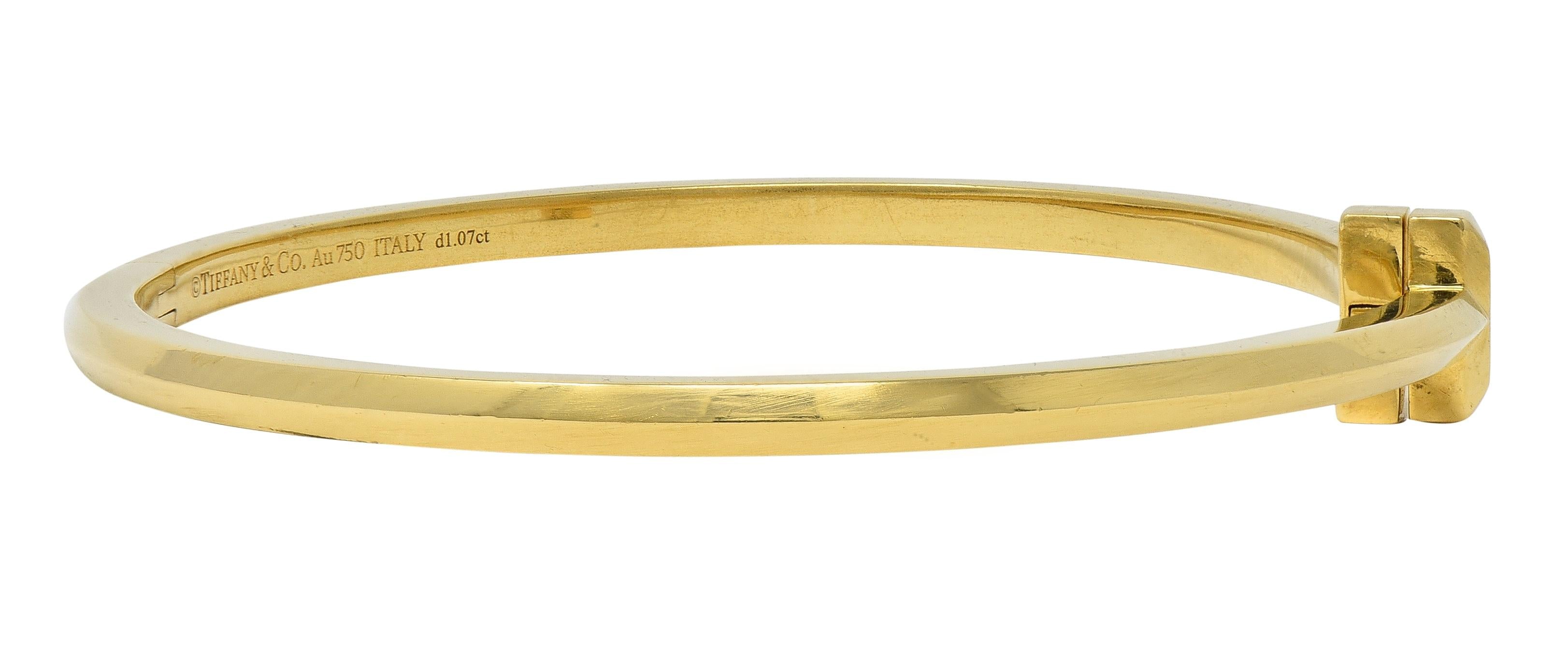 Tiffany & Co. Diamond 18 Karat Yellow Gold T1 Rolling Bangle Bracelet