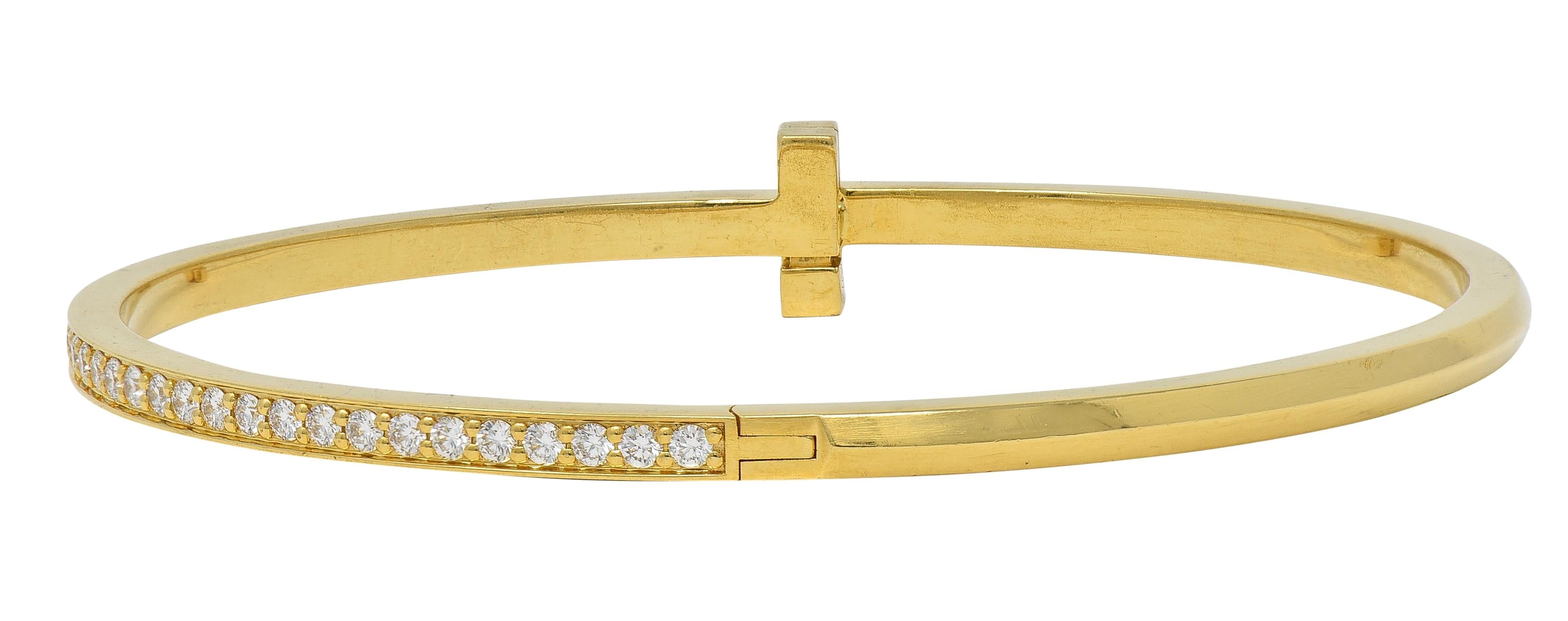 Tiffany & Co. Diamond 18 Karat Yellow Gold T1 Rolling Bangle Bracelet