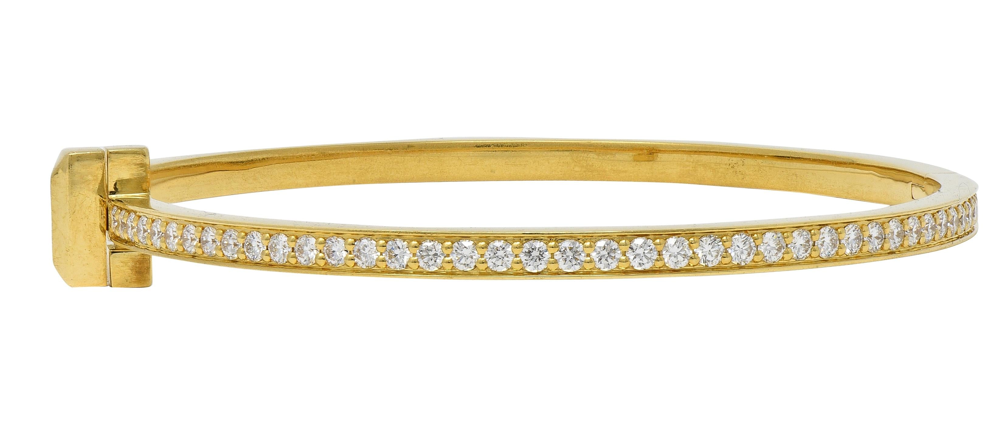 Tiffany & Co. Diamond 18 Karat Yellow Gold T1 Rolling Bangle Bracelet