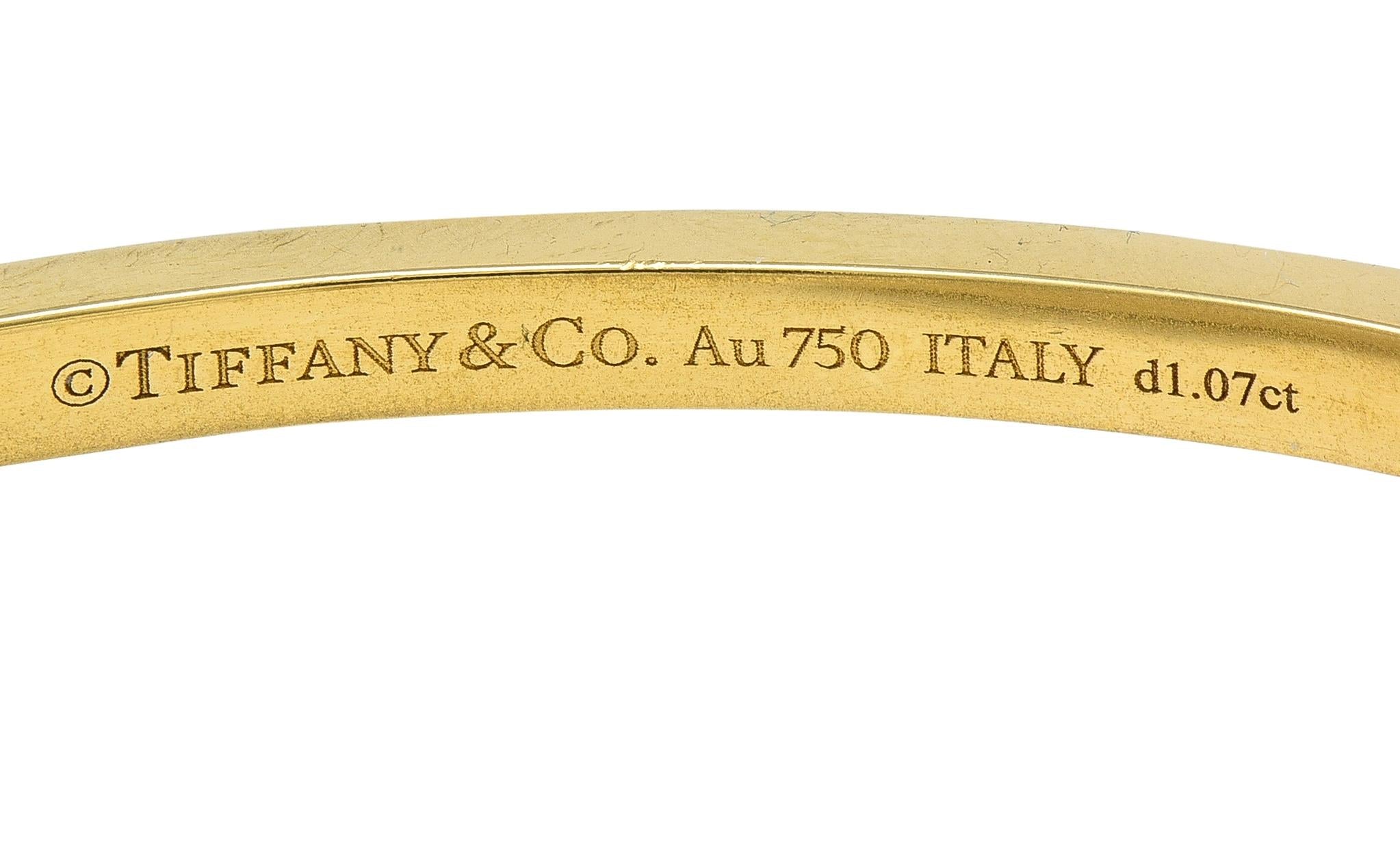 Tiffany & Co. Diamond 18 Karat Yellow Gold T1 Rolling Bangle Bracelet