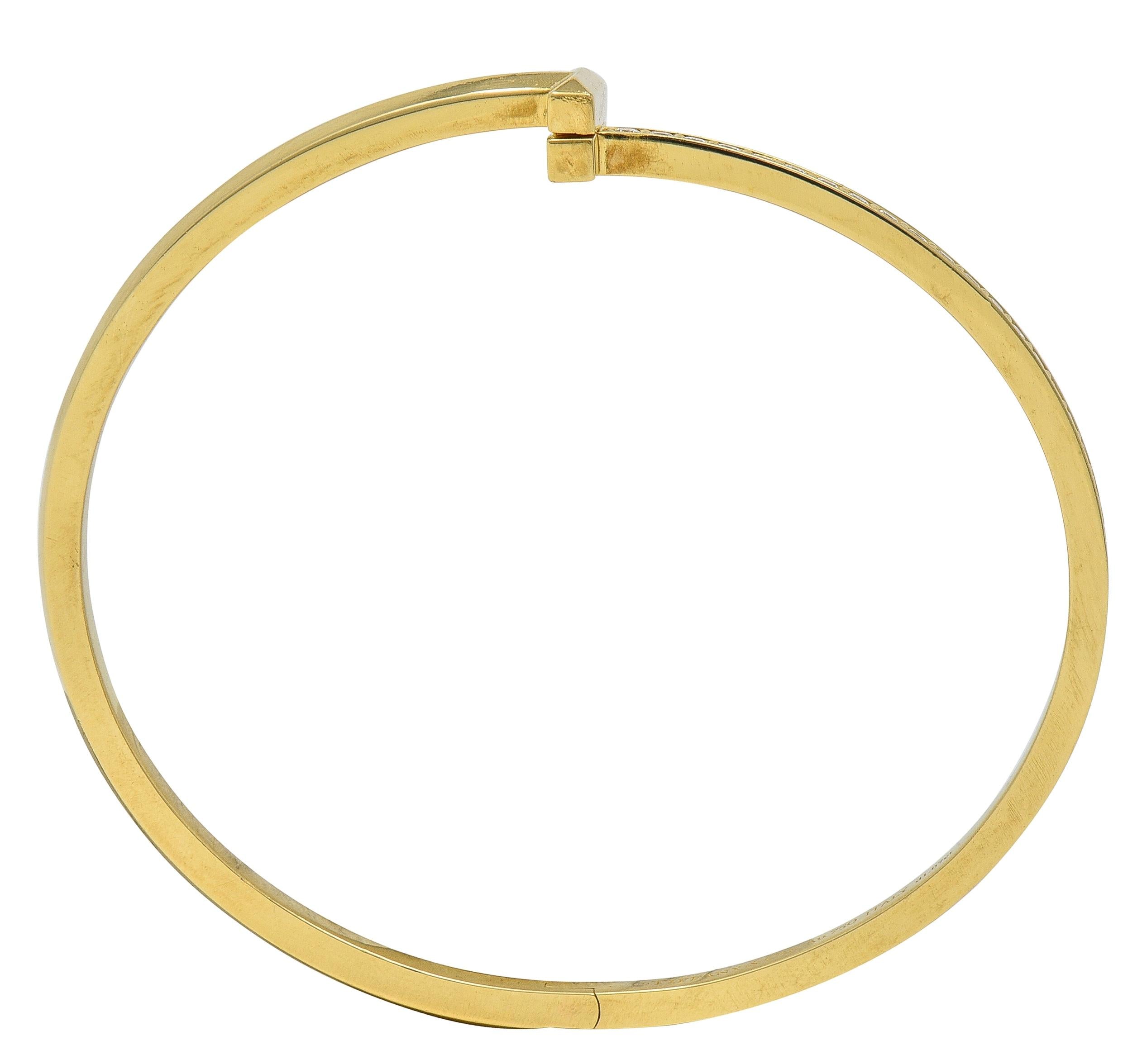 Tiffany & Co. Diamond 18 Karat Yellow Gold T1 Rolling Bangle Bracelet