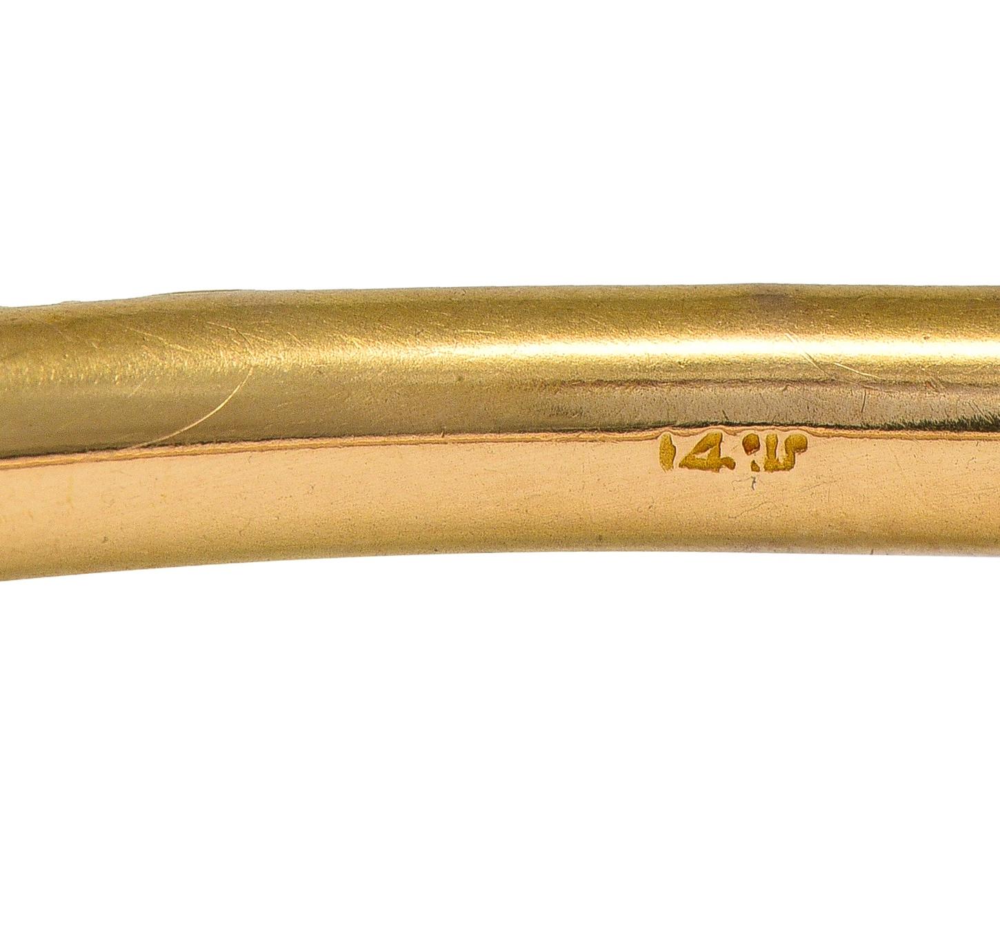 Sloan & Co. Late Victorian 14K Gold Ornamental Floral Antique Bangle Bracelet