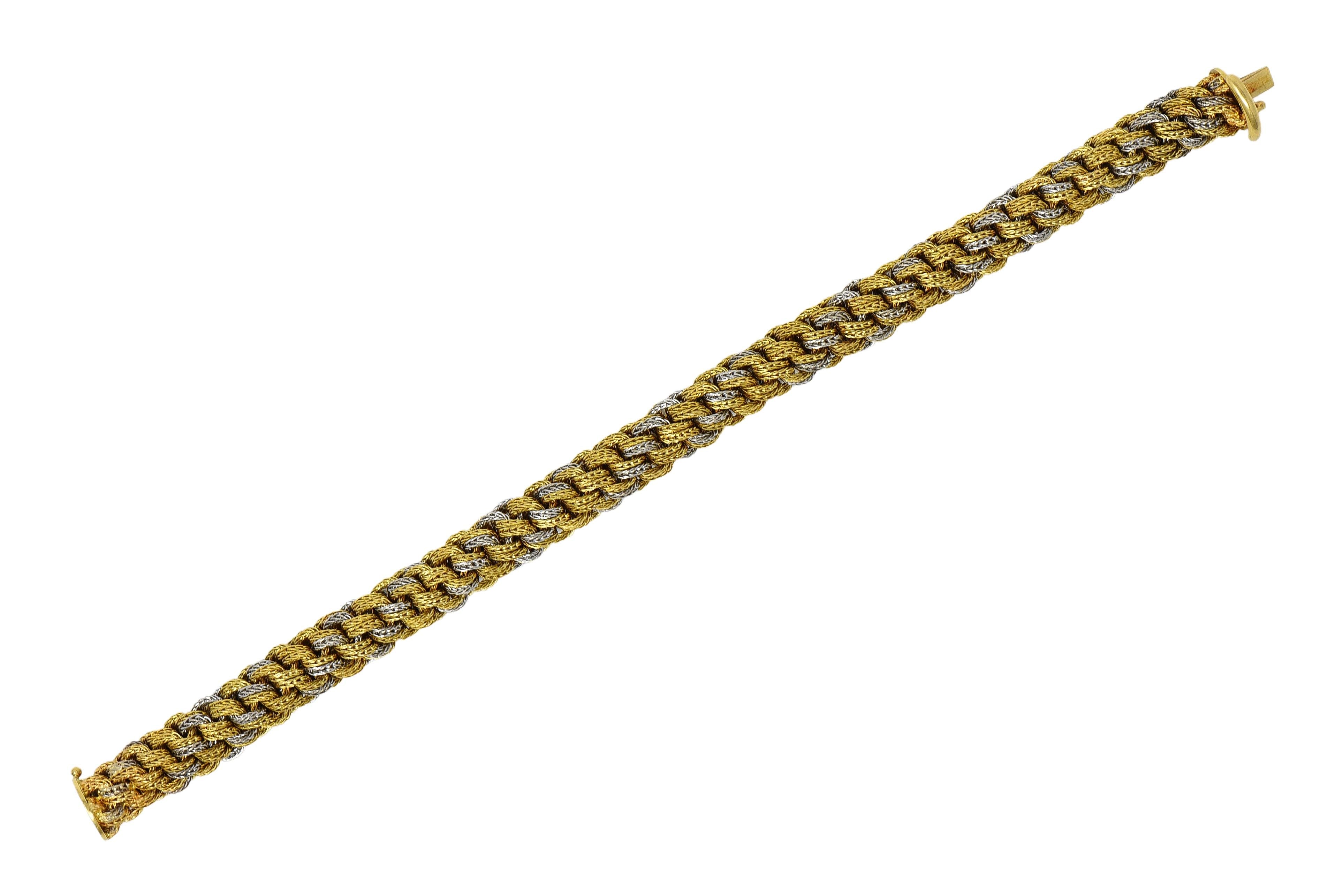 Tiffany & Co. 1960's 18 Karat Two-Tone Gold Vintage Woven Rope Chain Bracelet
