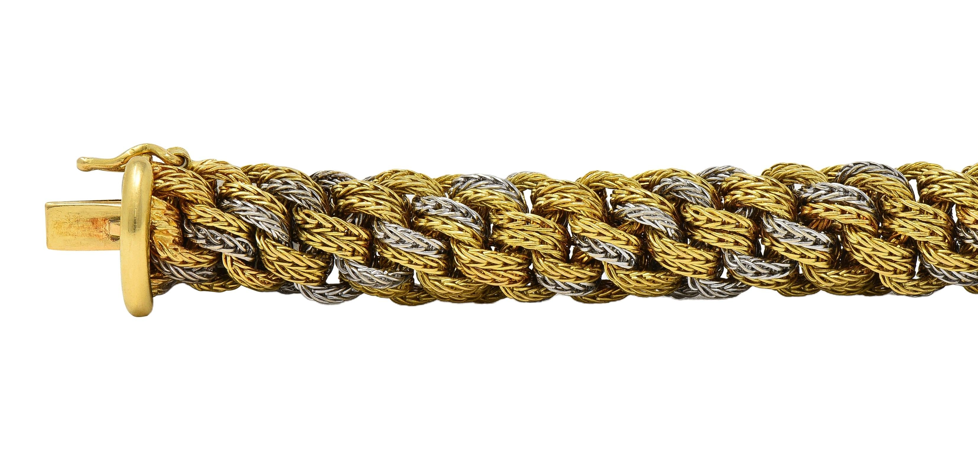 Tiffany & Co. 1960's 18 Karat Two-Tone Gold Vintage Woven Rope Chain Bracelet
