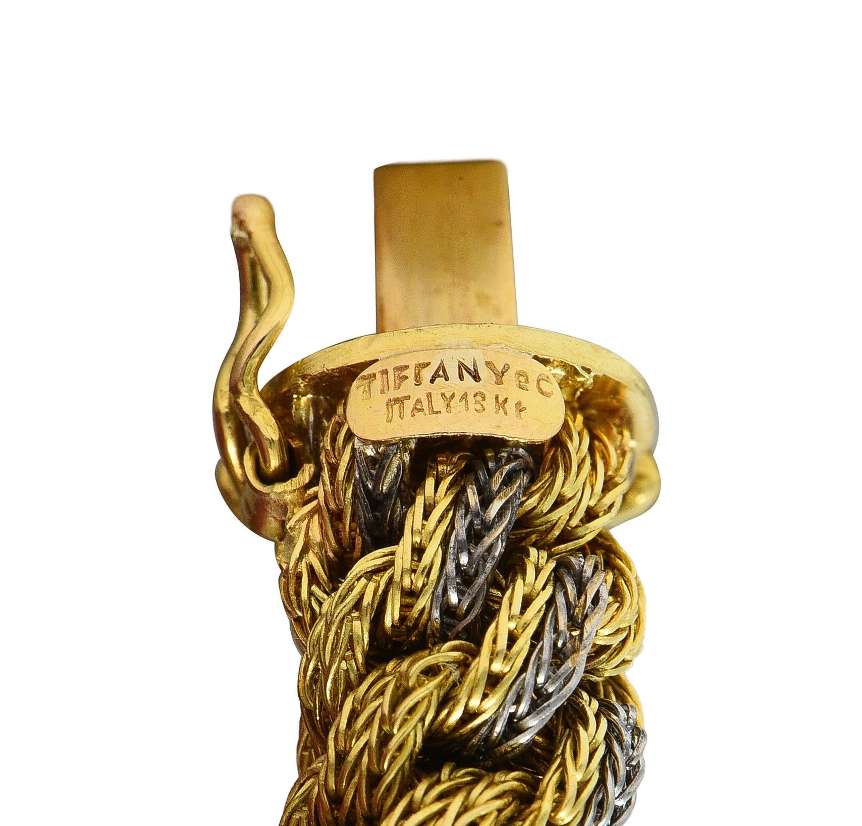 Tiffany & Co. 1960's 18 Karat Two-Tone Gold Vintage Woven Rope Chain Bracelet
