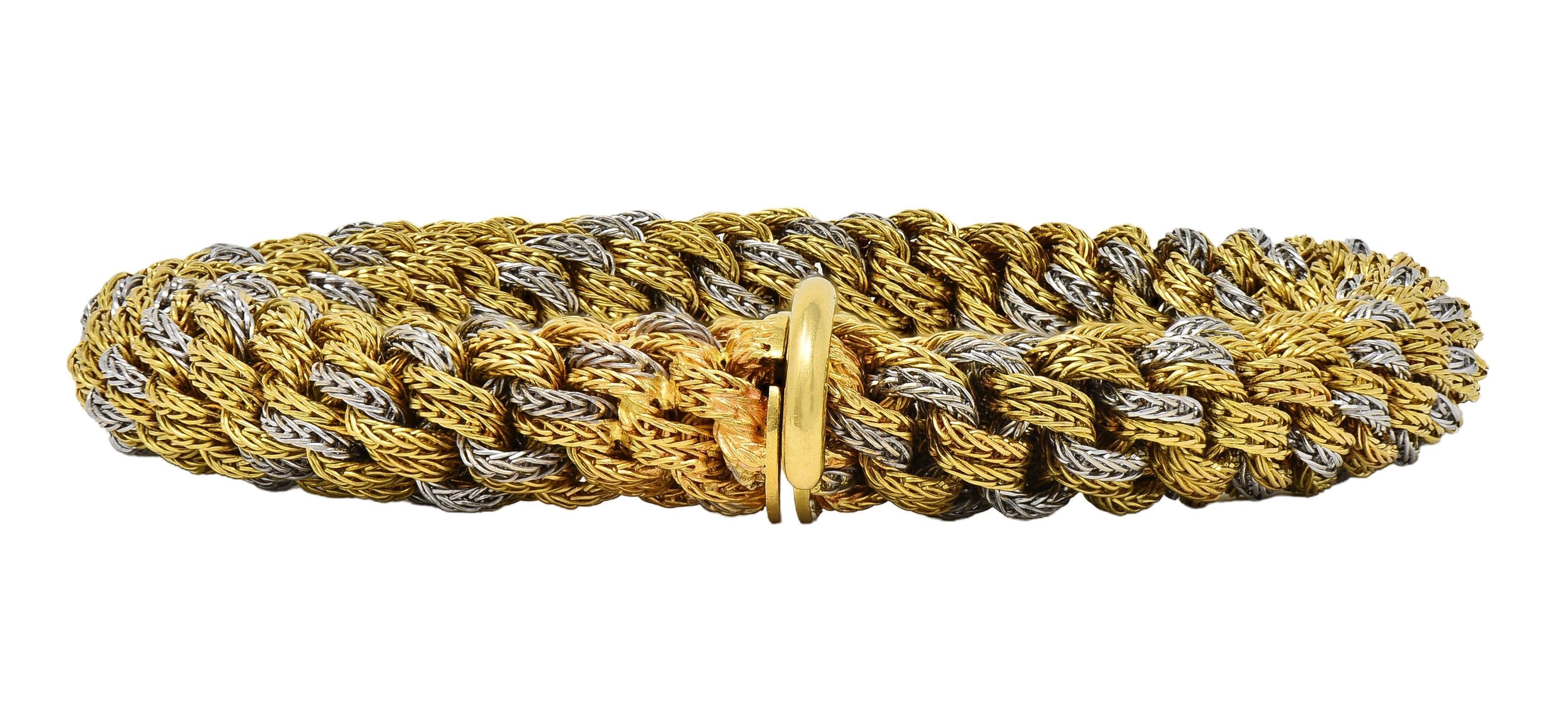 Tiffany & Co. 1960's 18 Karat Two-Tone Gold Vintage Woven Rope Chain Bracelet