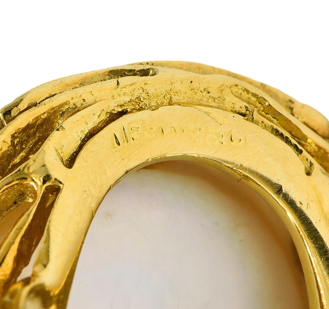 Tiffany & Co. 1960's Mabé Pearl 18 Karat Yellow Gold Vintage Nest Ring