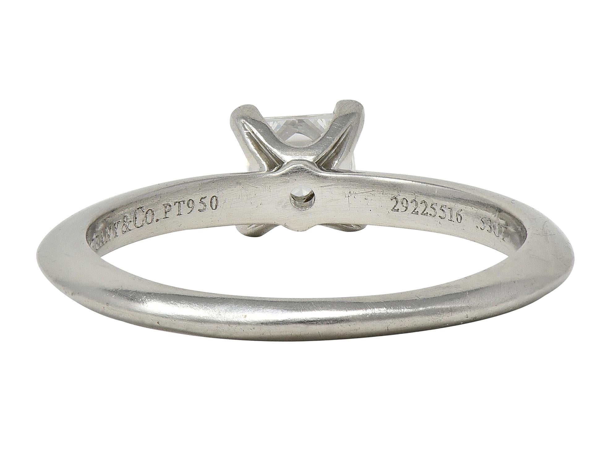 2000's Tiffany & Co. 0.53 CTW Princess Cut Diamond Platinum Engagement Ring