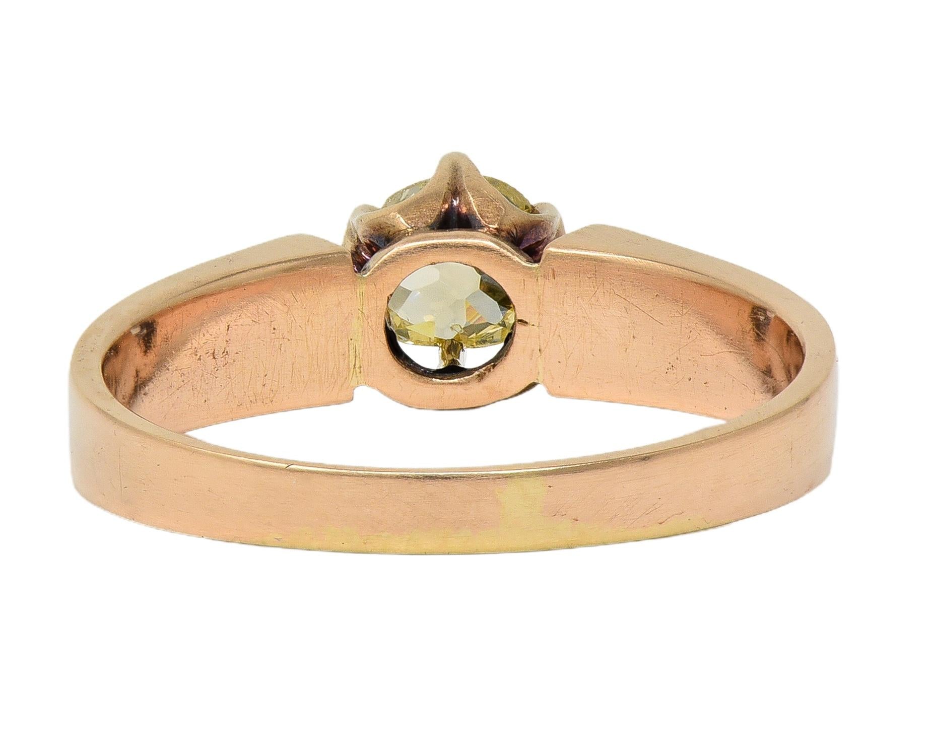 Victorian Fancy Light Yellow Old Mine Diamond 14K Gold Antique Engagement Ring