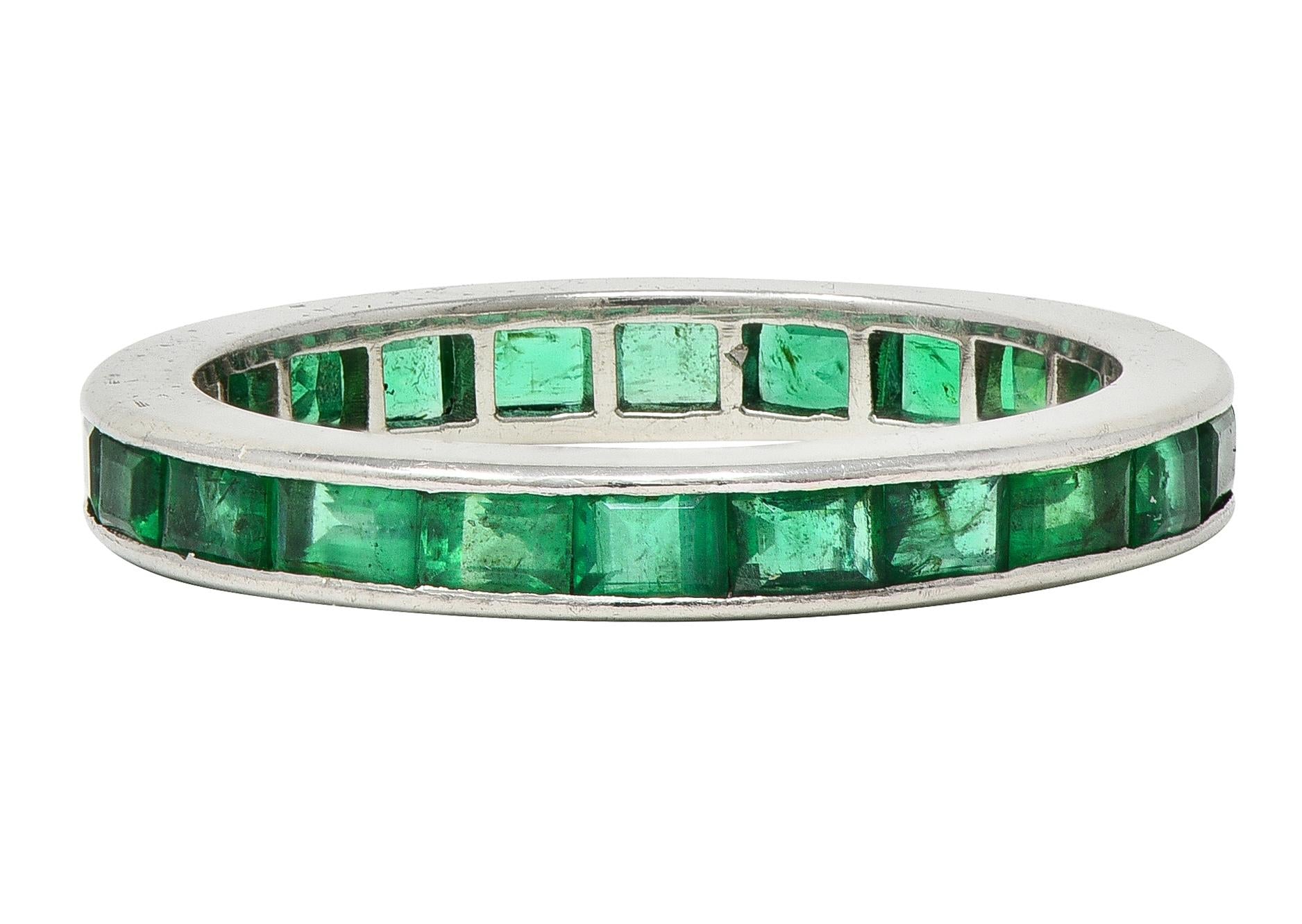 Tiffany & Co. 1950 1.89 CTW Emerald Platinum Vintage Channel Eternity Band Ring