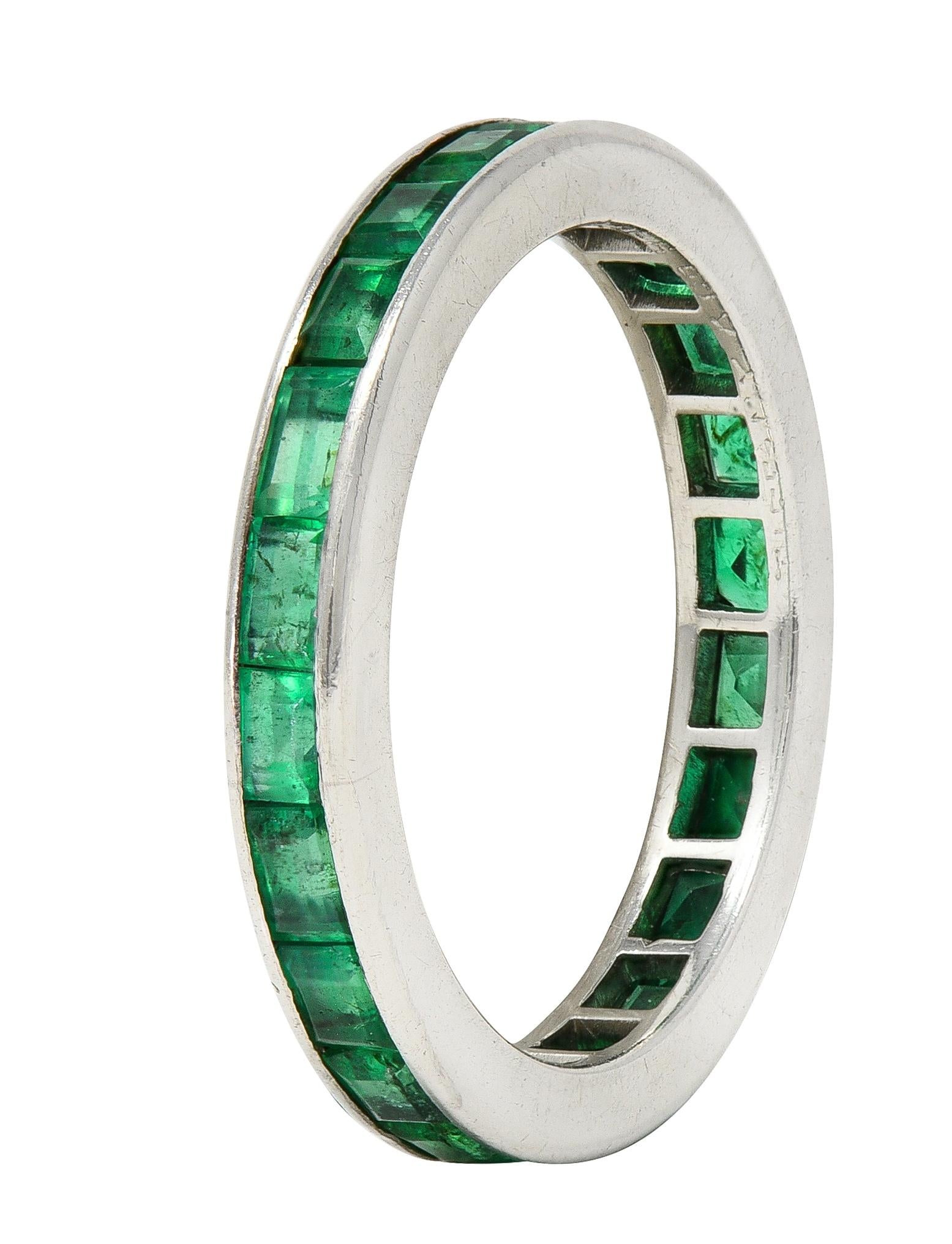 Tiffany & Co. 1950 1.89 CTW Emerald Platinum Vintage Channel Eternity Band Ring
