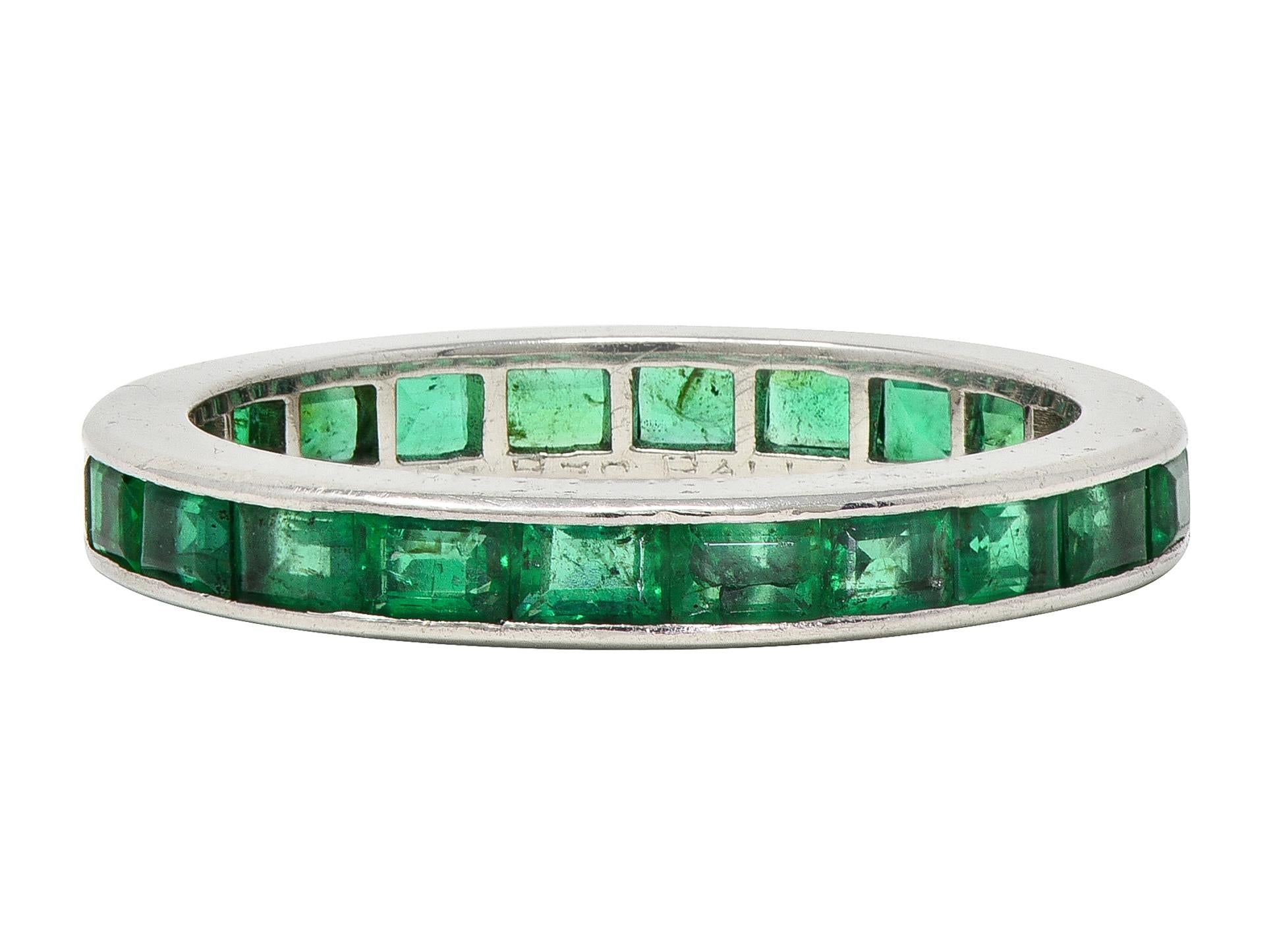 Tiffany & Co. 1950 1.89 CTW Emerald Platinum Vintage Channel Eternity Band Ring