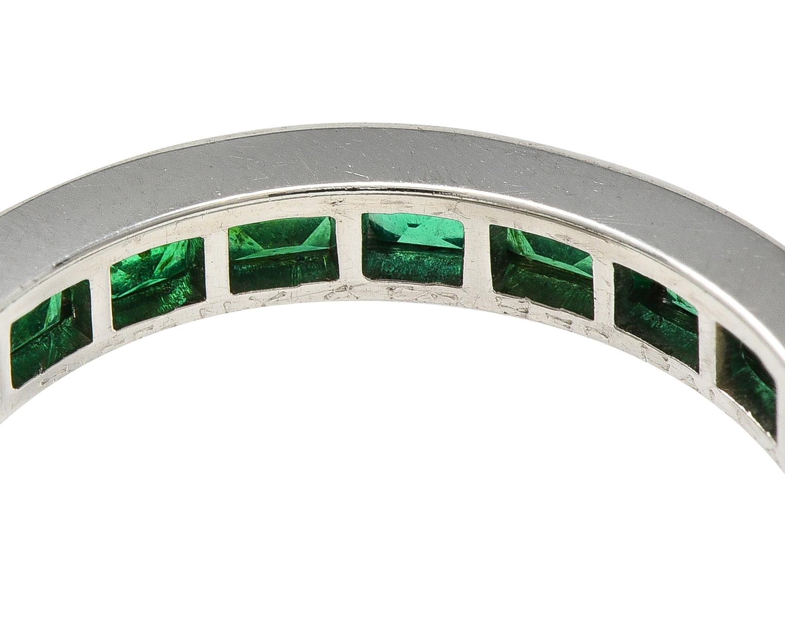 Tiffany & Co. 1950 1.89 CTW Emerald Platinum Vintage Channel Eternity Band Ring