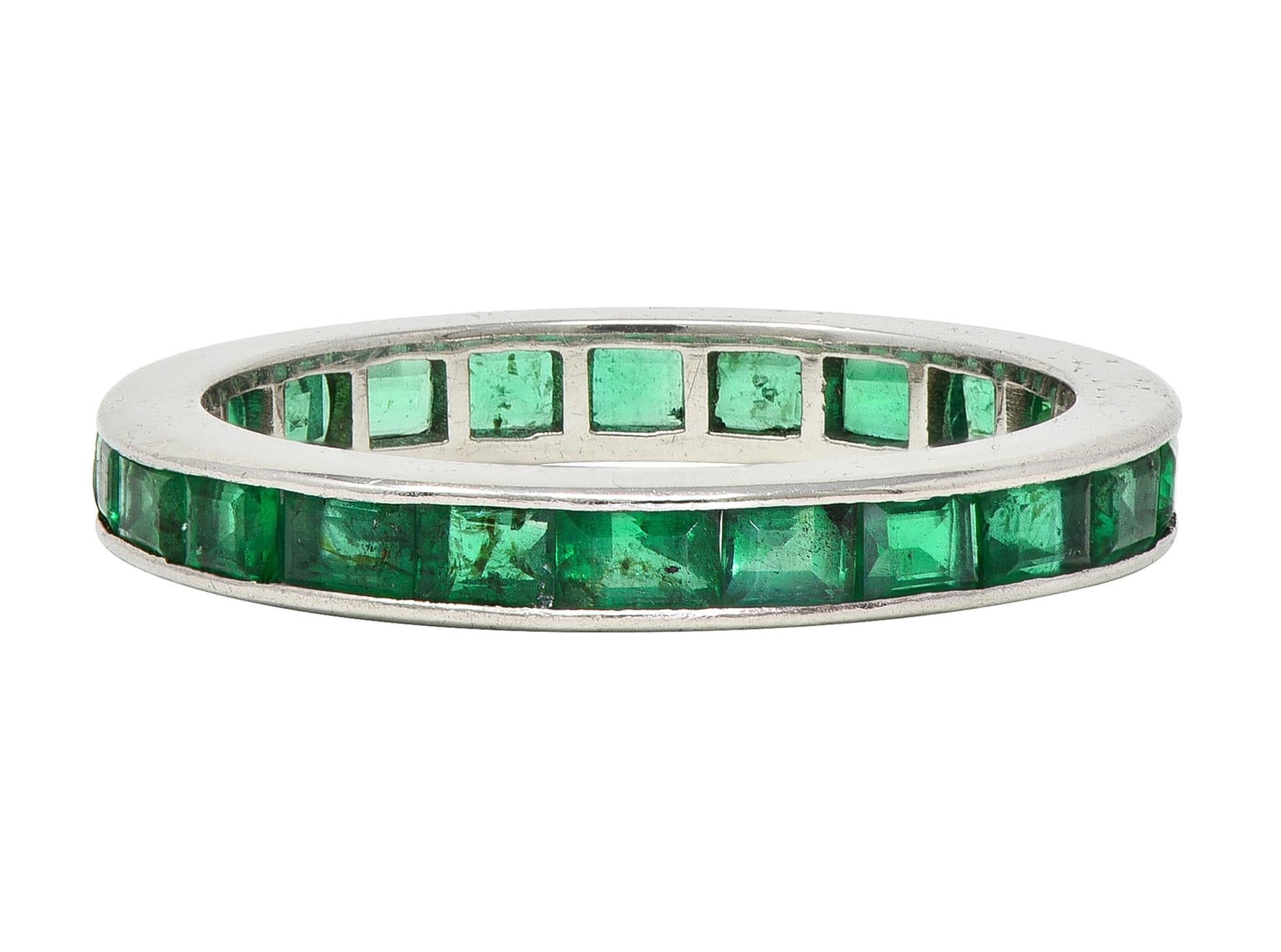 Tiffany & Co. 1950 1.89 CTW Emerald Platinum Vintage Channel Eternity Band Ring