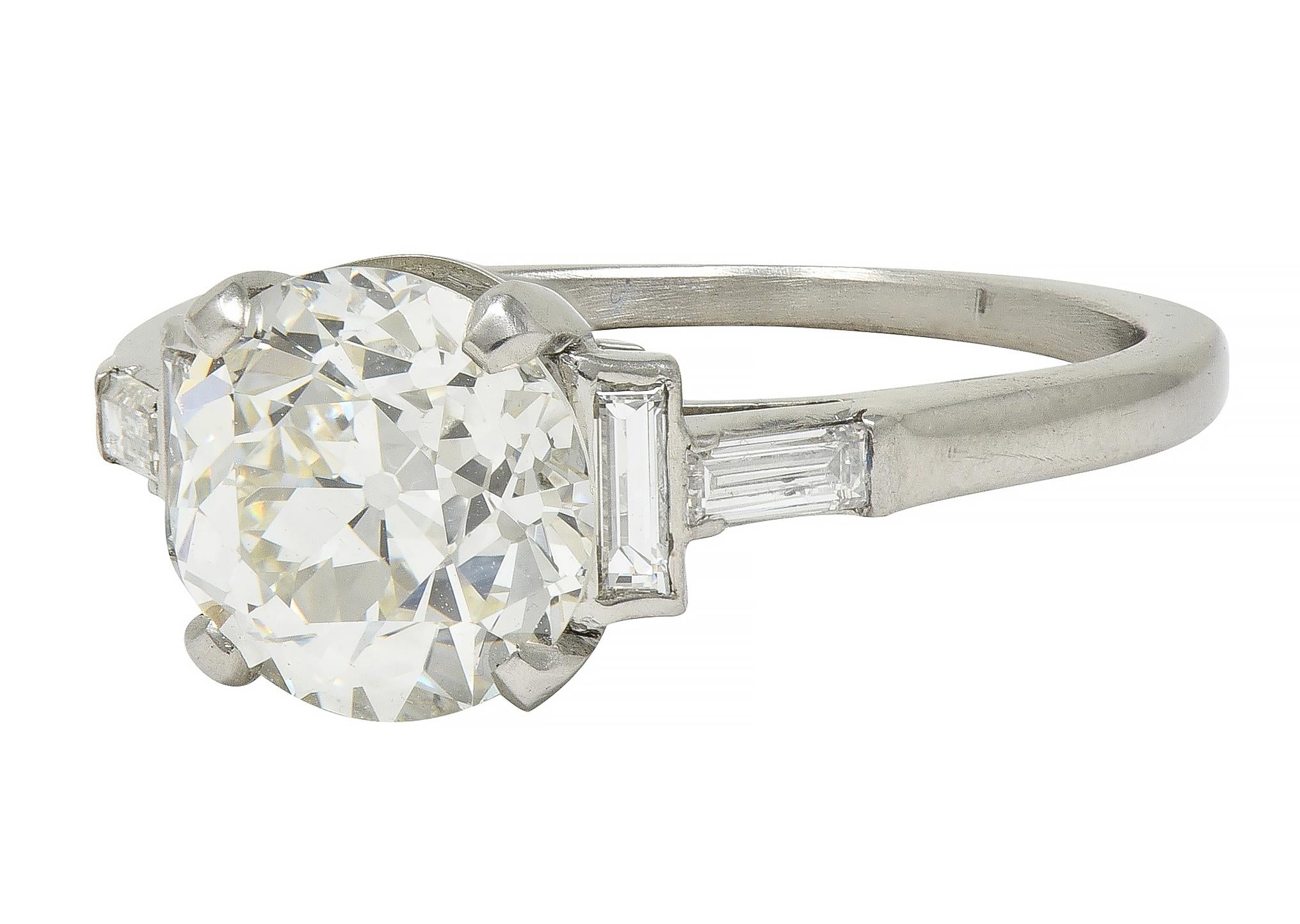 1950's 2.25 CTW Old European Diamond Platinum Five Stone Vintage Engagement Ring