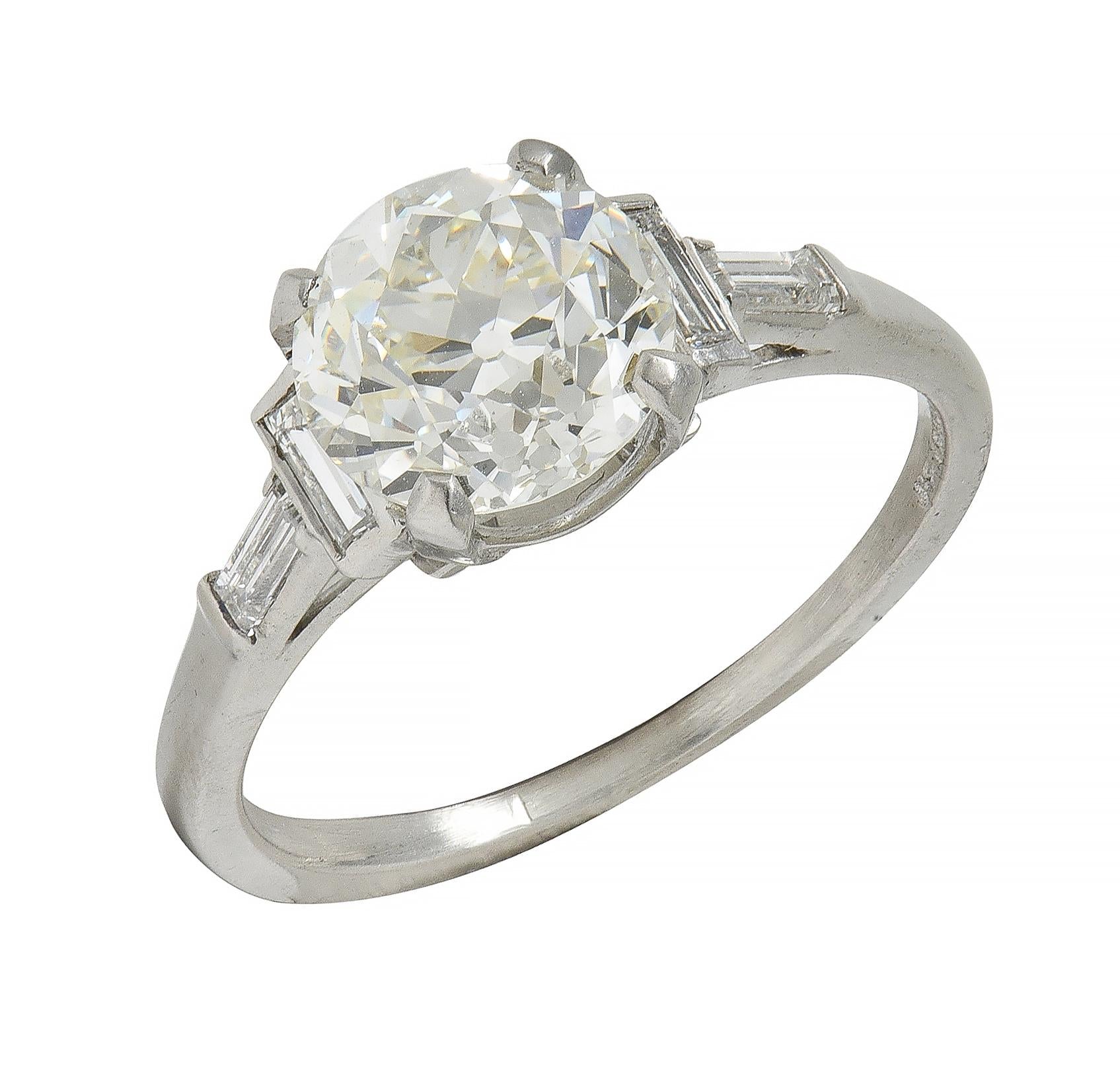 1950's 2.25 CTW Old European Diamond Platinum Five Stone Vintage Engagement Ring