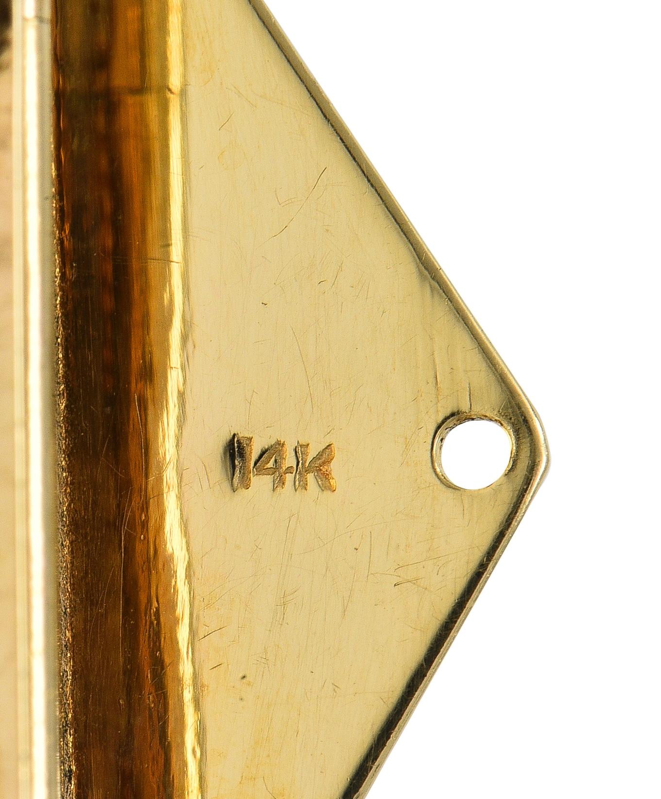 Mid-Century 14 Karat Yellow Gold Vintage Opening Envelope Pendant Charm