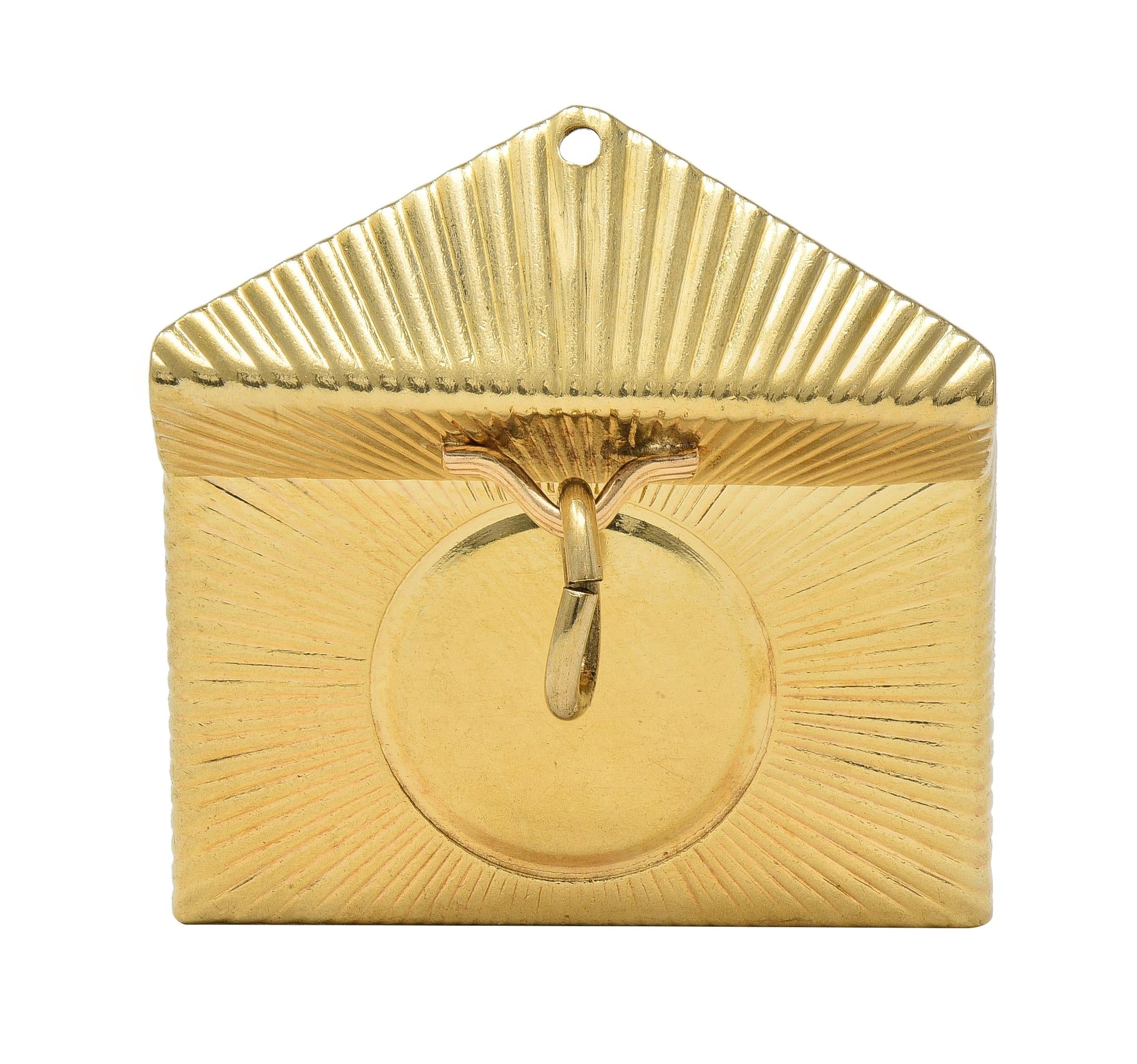 Mid-Century 14 Karat Yellow Gold Vintage Opening Envelope Pendant Charm