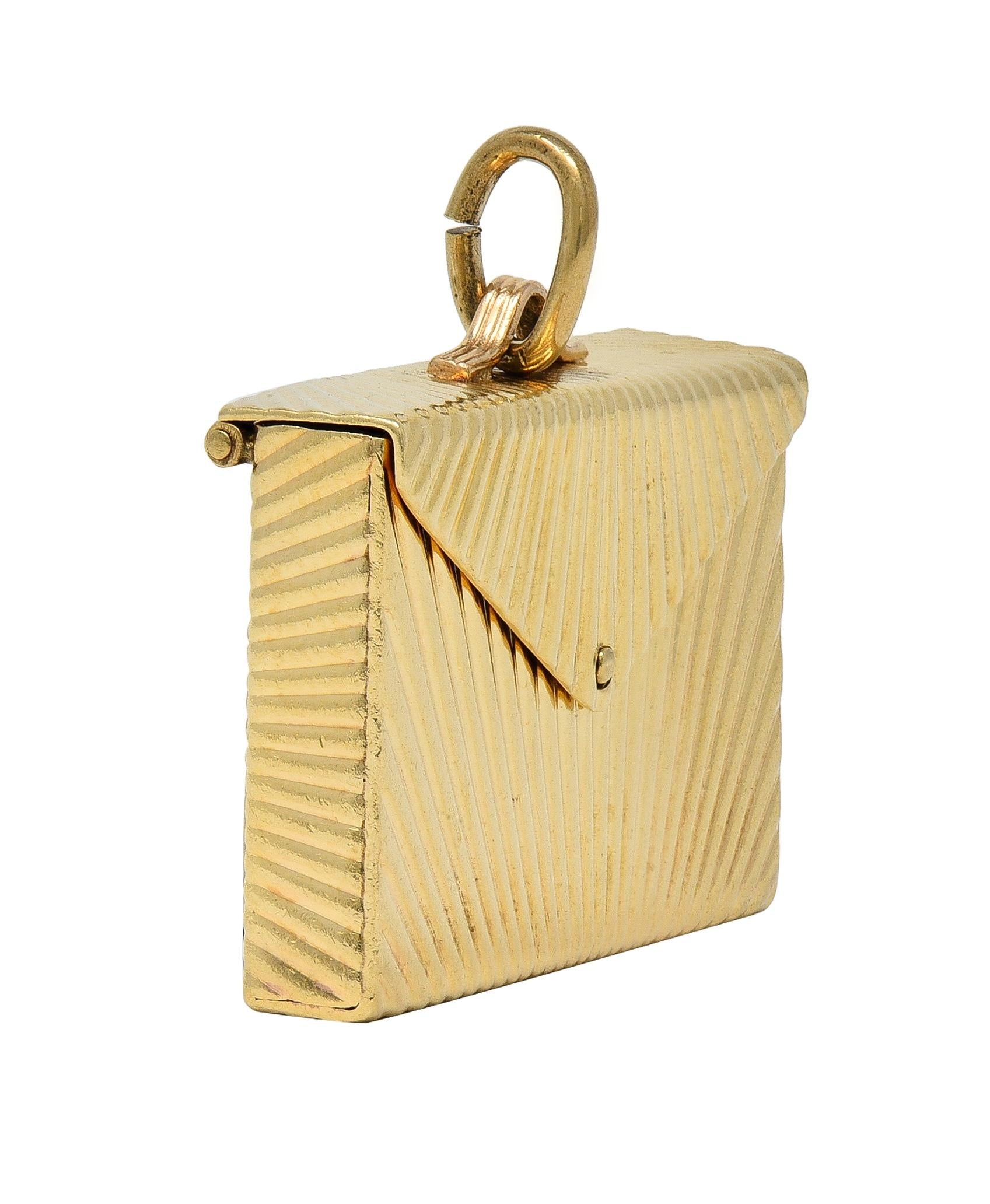 Mid-Century 14 Karat Yellow Gold Vintage Opening Envelope Pendant Charm