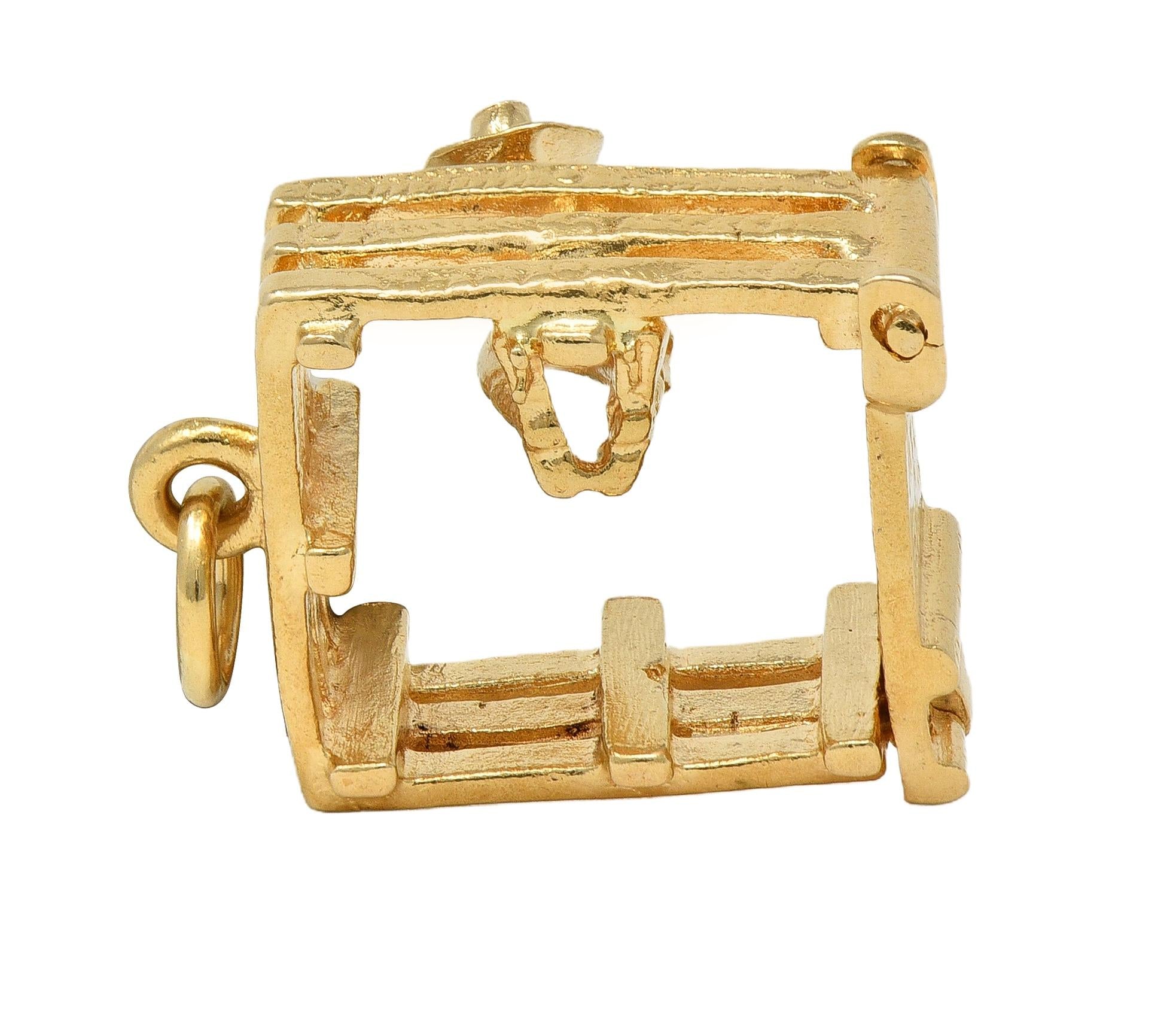 1990's 14 Karat Yellow Gold Vintage Farmer-In-A-Pen Pendant Charm