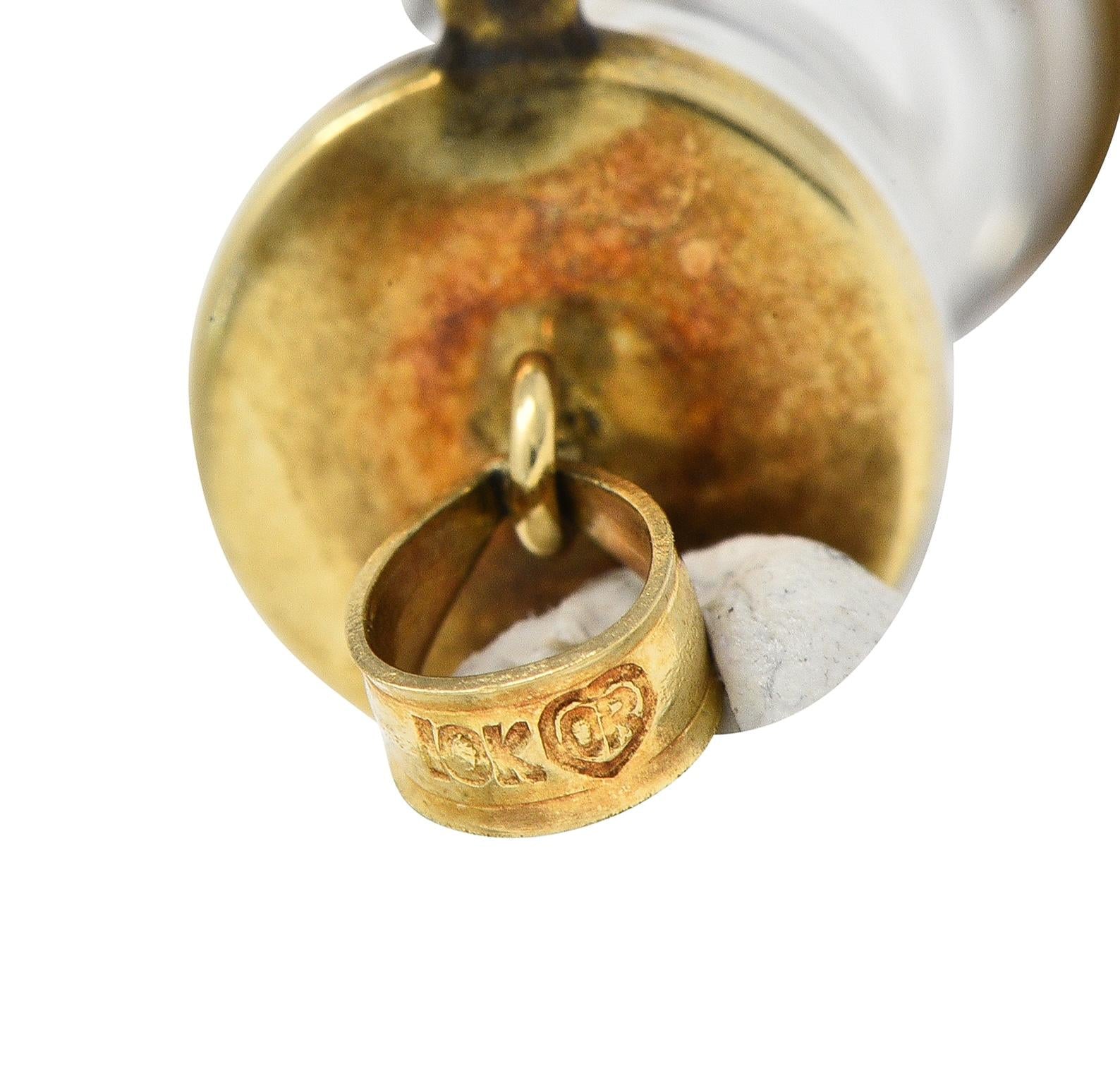 1950's Diamond 10 Karat Yellow Gold Vintage Hourglass Charm