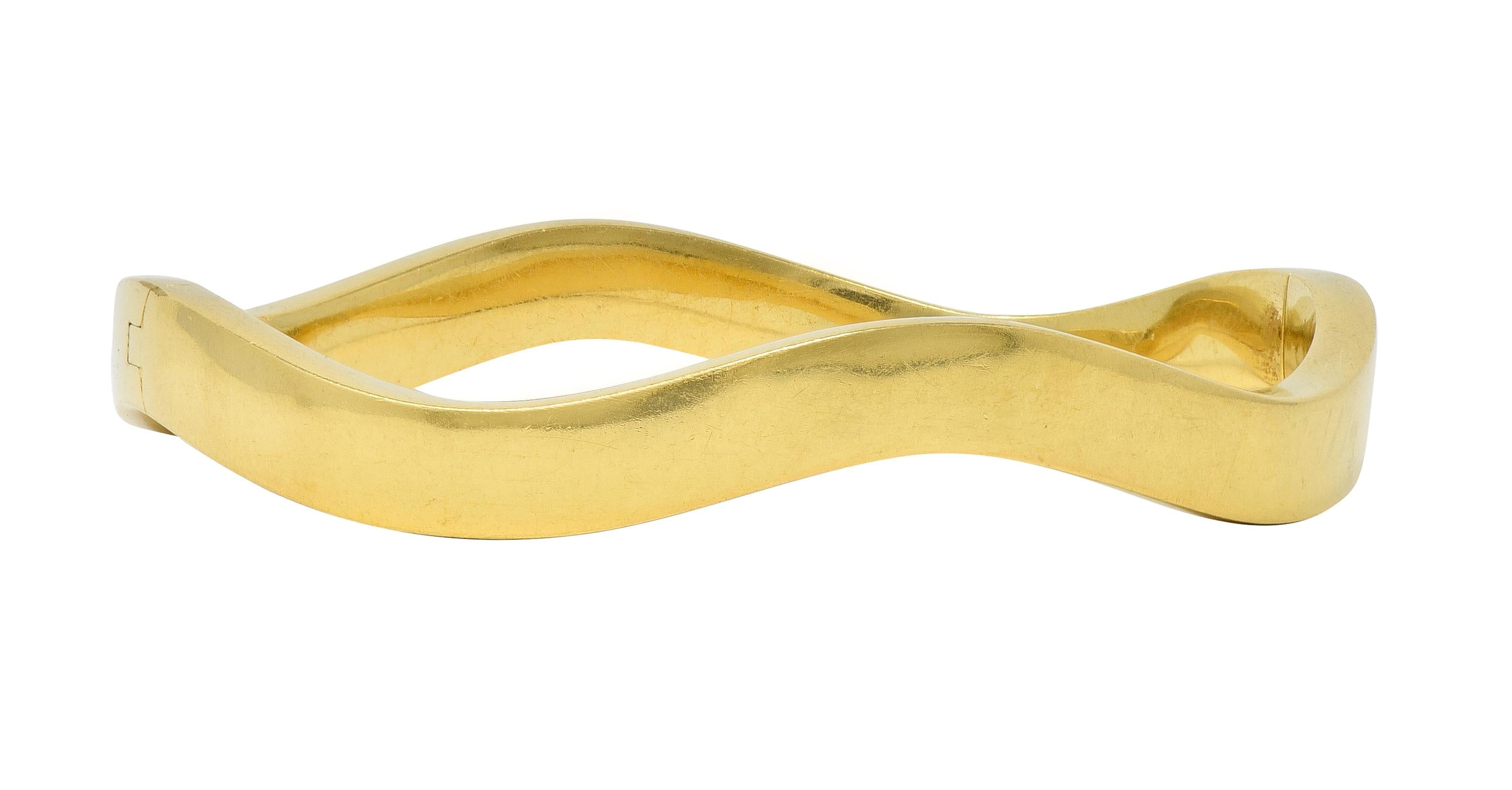 Tiffany & Co. 1990's 18 Karat Yellow Gold Vintage Wave Bangle Bracelet