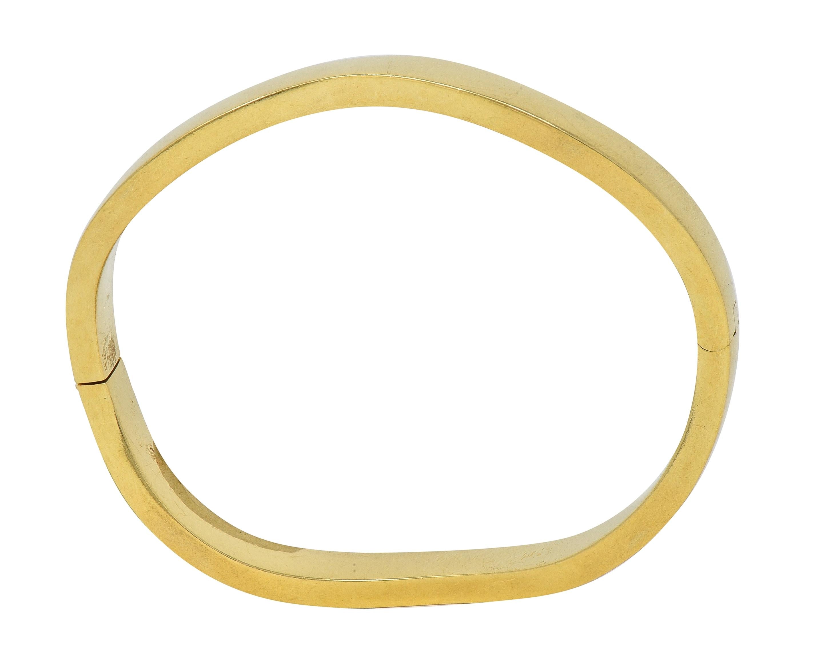 Tiffany & Co. 1990's 18 Karat Yellow Gold Vintage Wave Bangle Bracelet