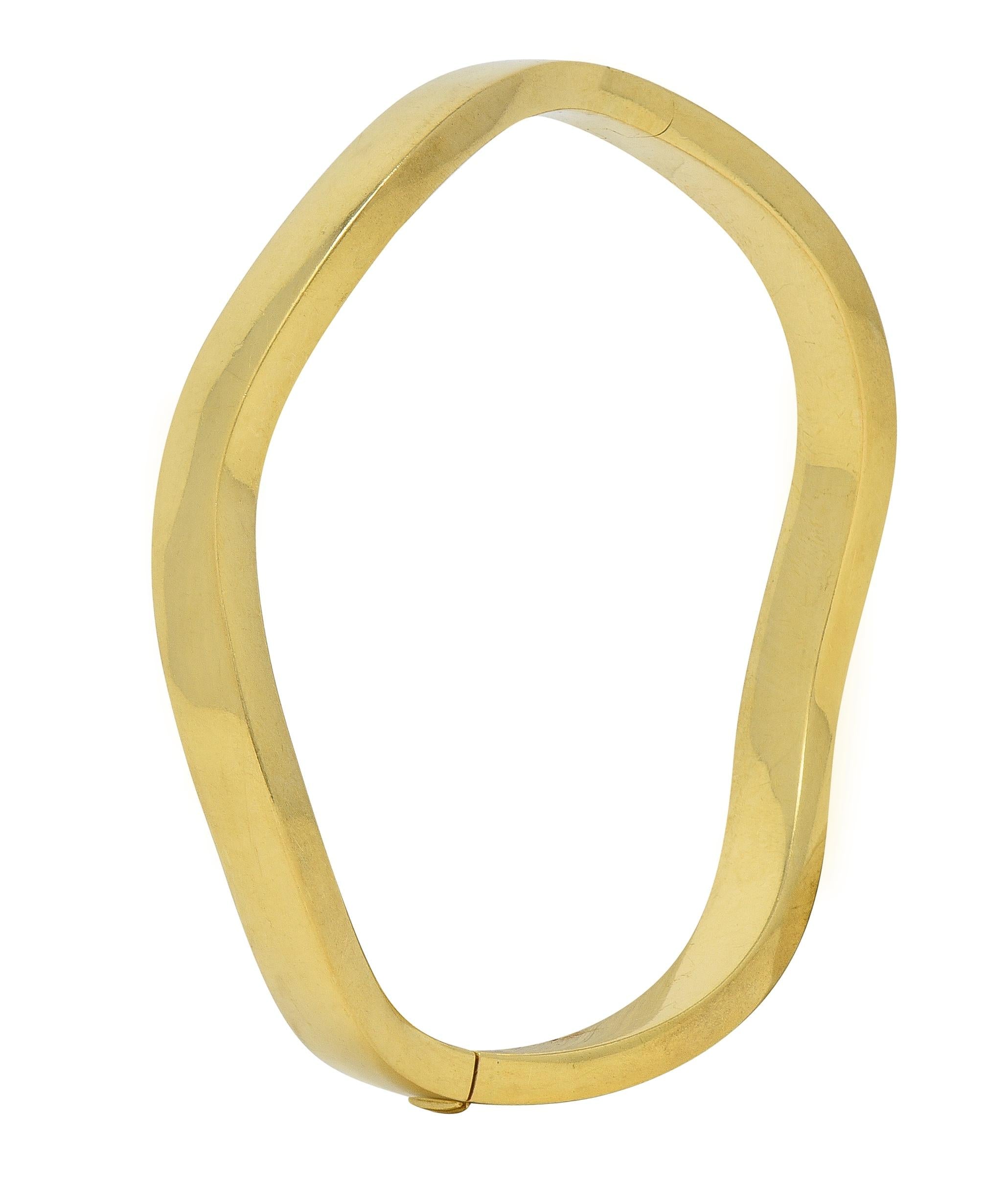 Tiffany & Co. 1990's 18 Karat Yellow Gold Vintage Wave Bangle Bracelet