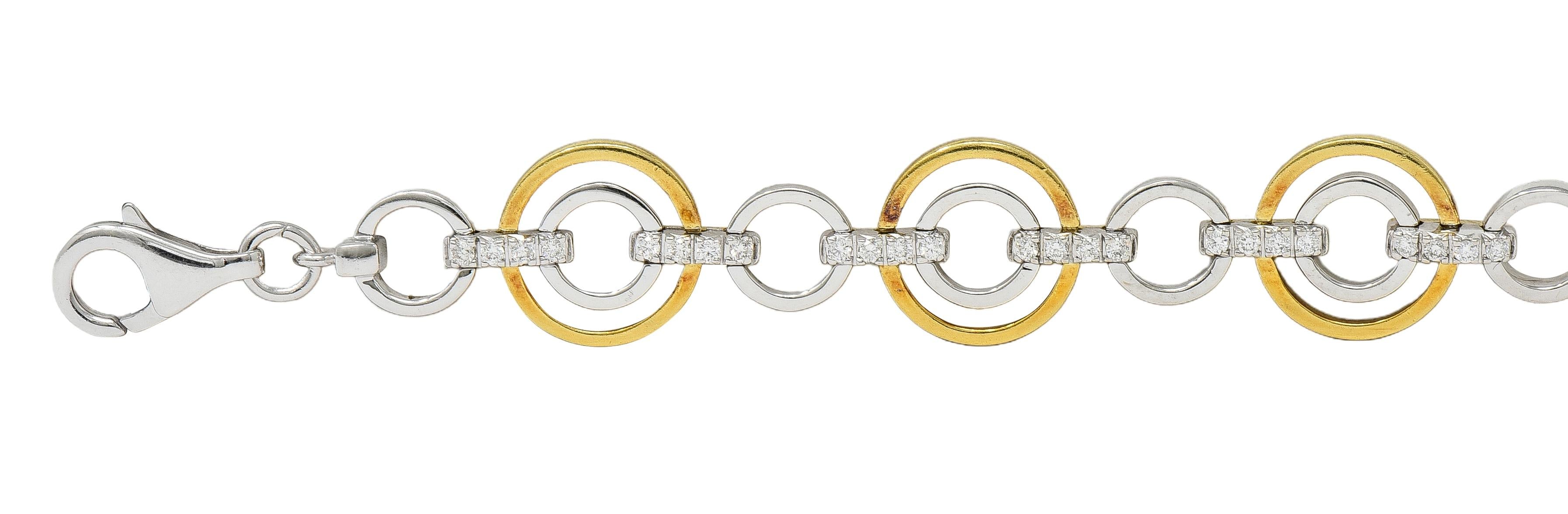 Simon G. Contemporary Diamond 18 Karat Two-Tone Gold Circle link Bracelet