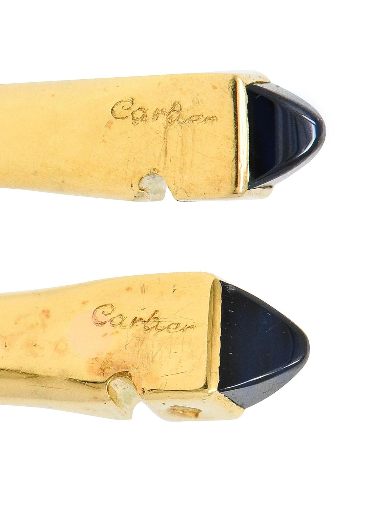 Cartier 1940's Sapphire 18 Karat Yellow Gold Vintage Stirrup Cufflinks