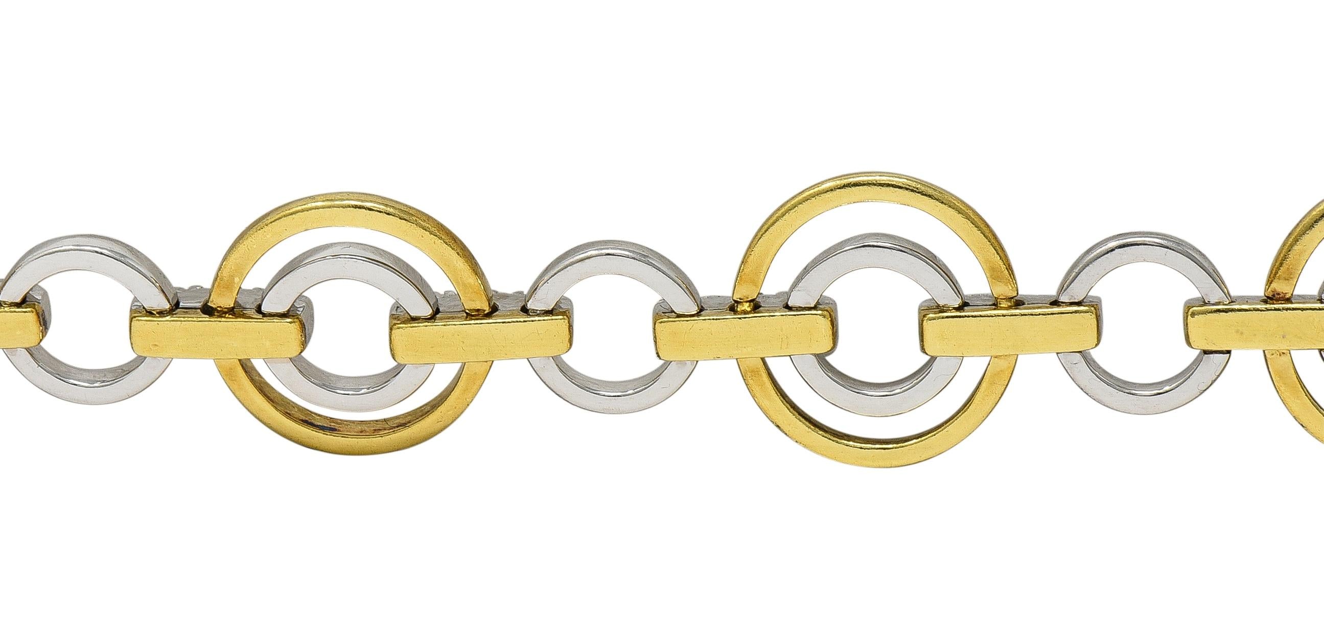 Simon G. Contemporary Diamond 18 Karat Two-Tone Gold Circle link Bracelet