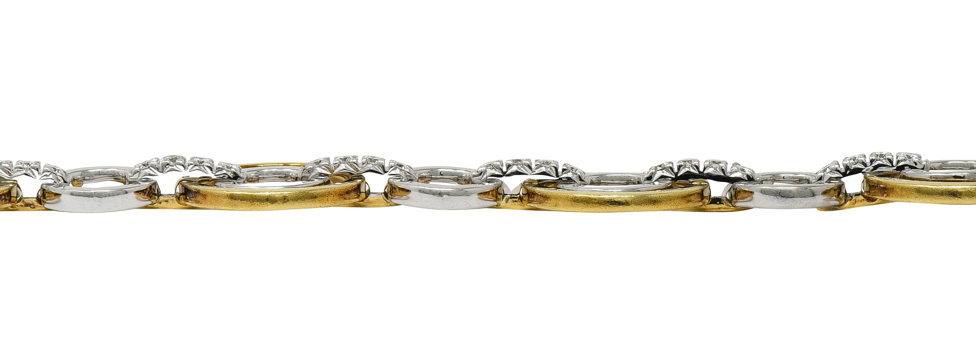 Simon G. Contemporary Diamond 18 Karat Two-Tone Gold Circle link Bracelet