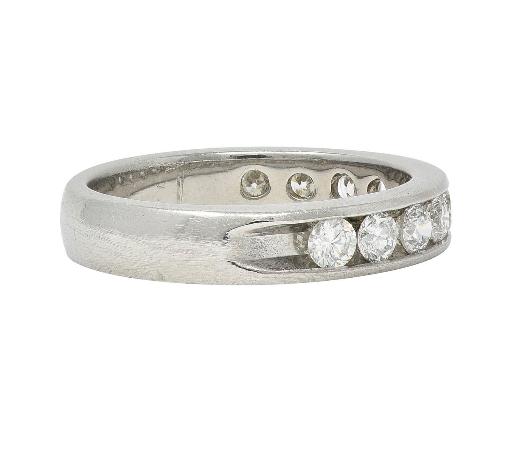 Vintage 0.50 Carat Diamond Platinum Channel Wedding Band Ring