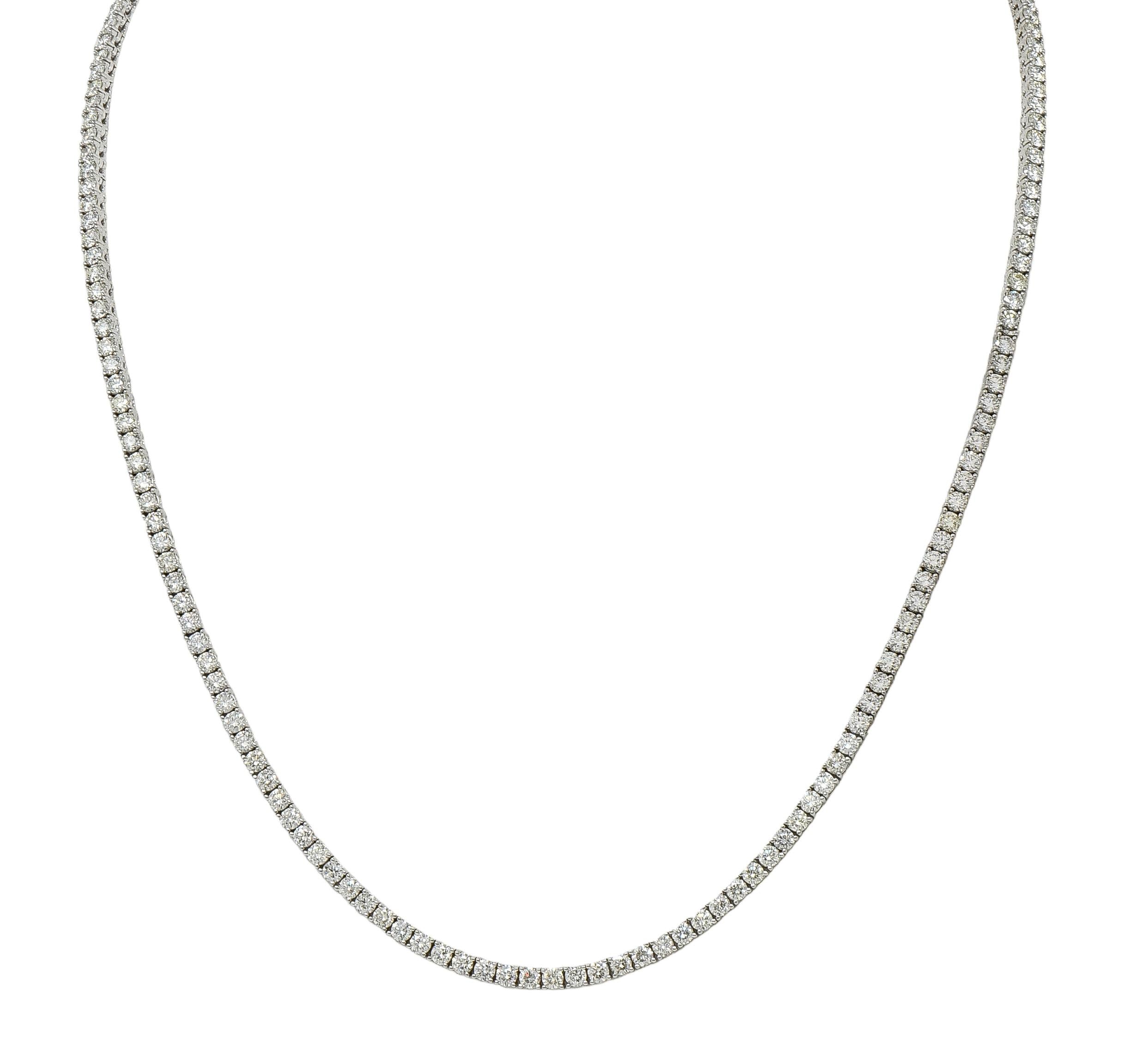 Contemporary 8.75 CTW Round Brilliant Cut Diamond 14K Gold Riviera Necklace
