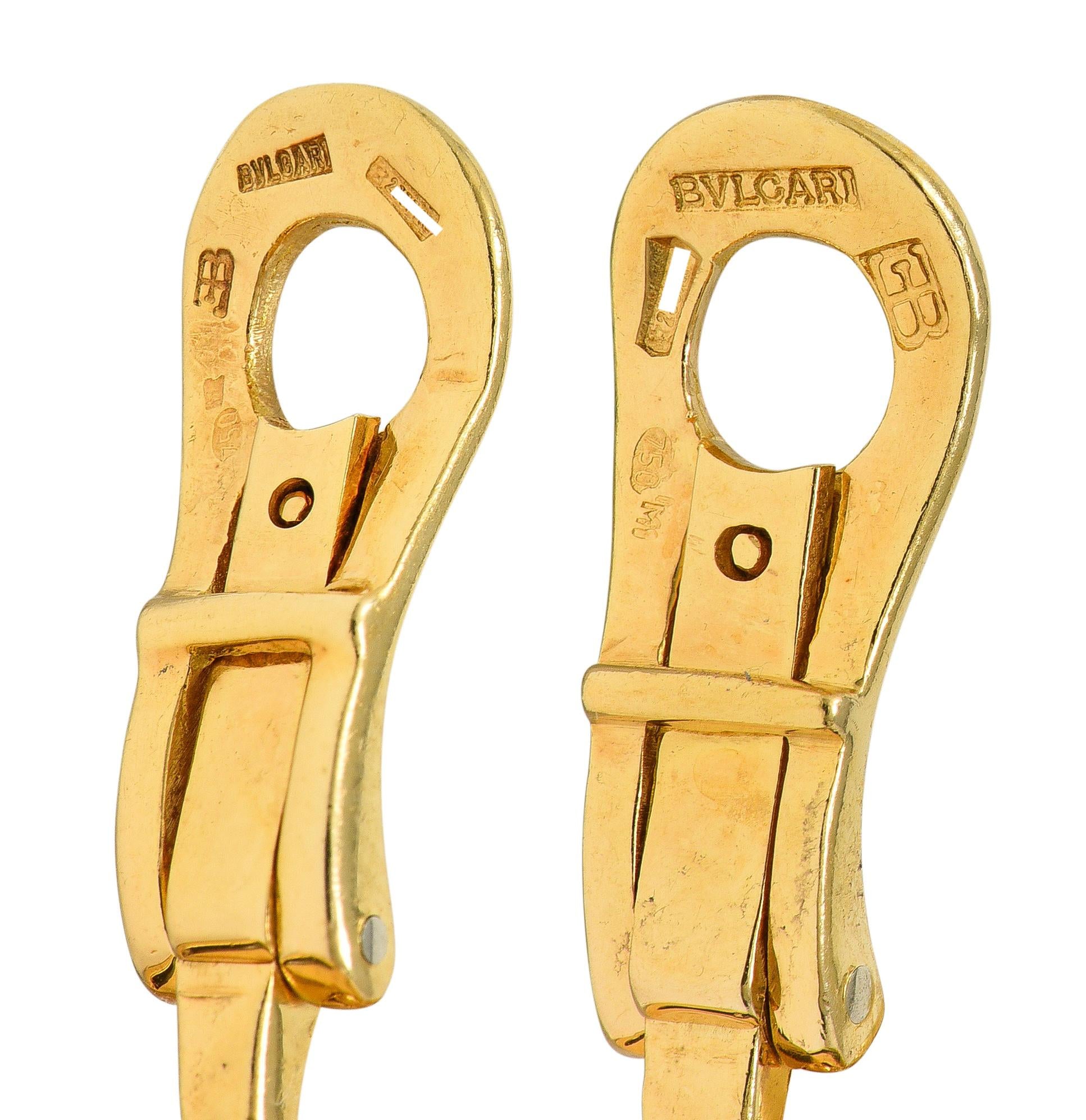 Bulgari 1990's 18K Gold Stainless Steel Vintage Doppio Cuore Heart Earrings