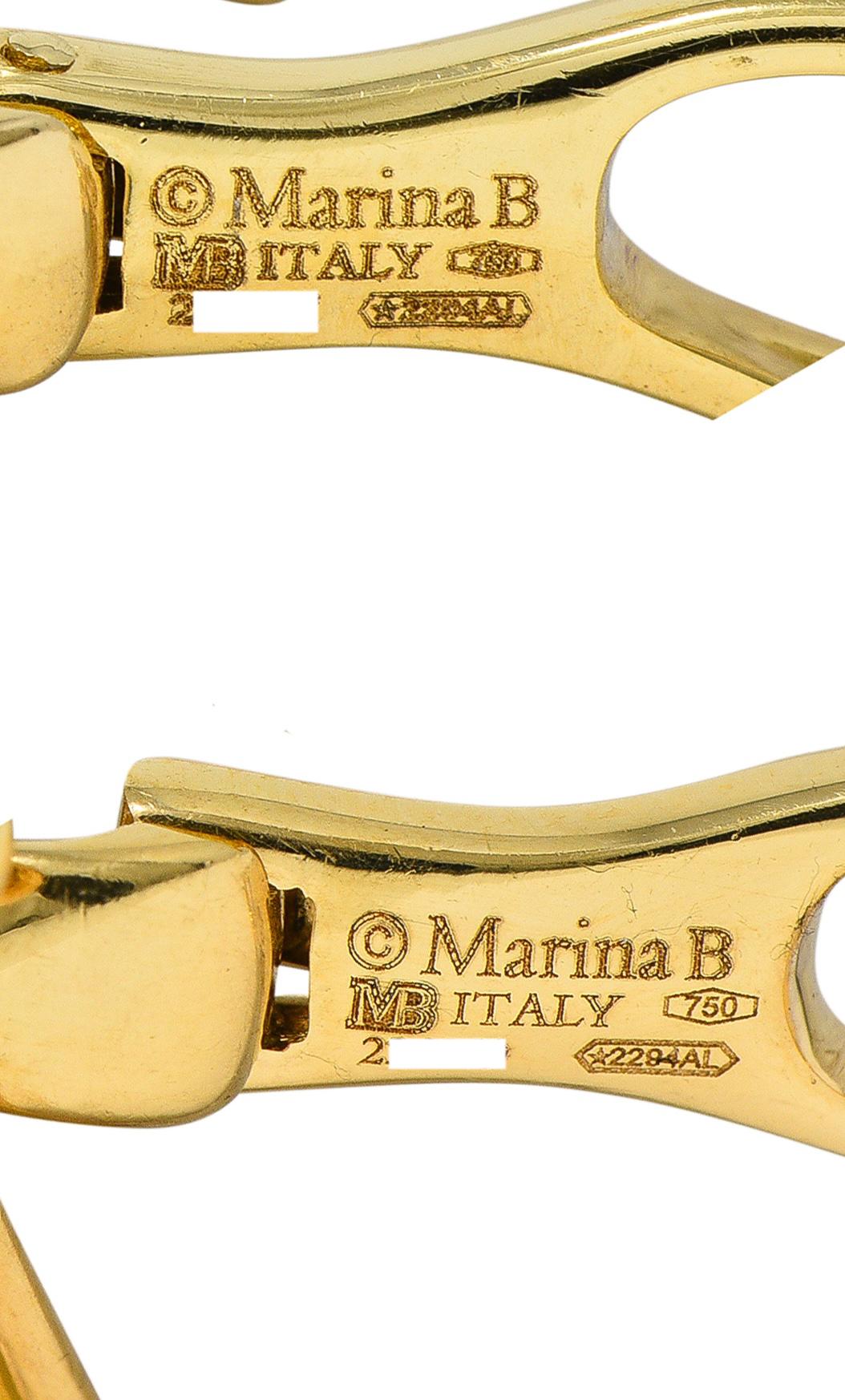 Marina B. 1980's Diamond 18 Karat Yellow Gold Vintage Triangoli Drop Earrings