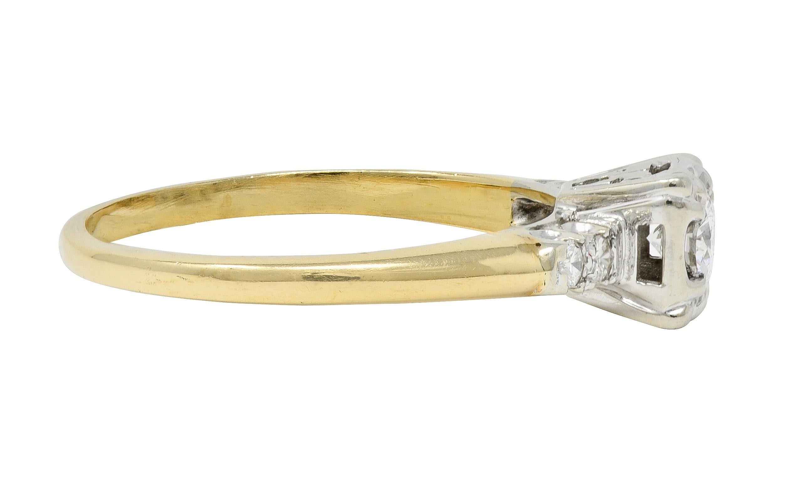 Retro 0.35 CTW Transitional Cut Diamond 14 Karat Gold Vintage Engagement Ring