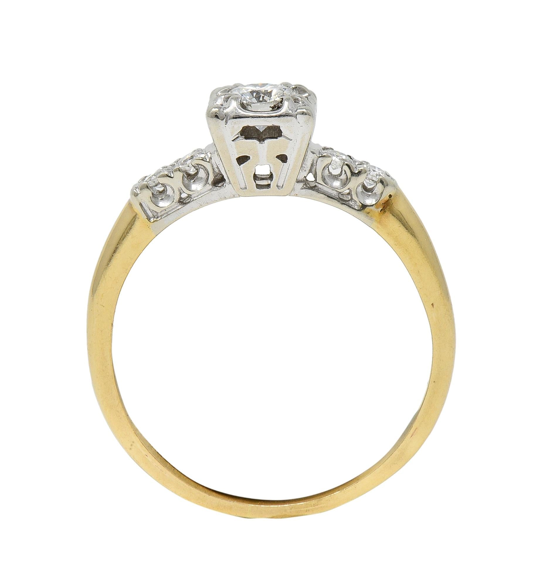 Retro 0.35 CTW Transitional Cut Diamond 14 Karat Gold Vintage Engagement Ring